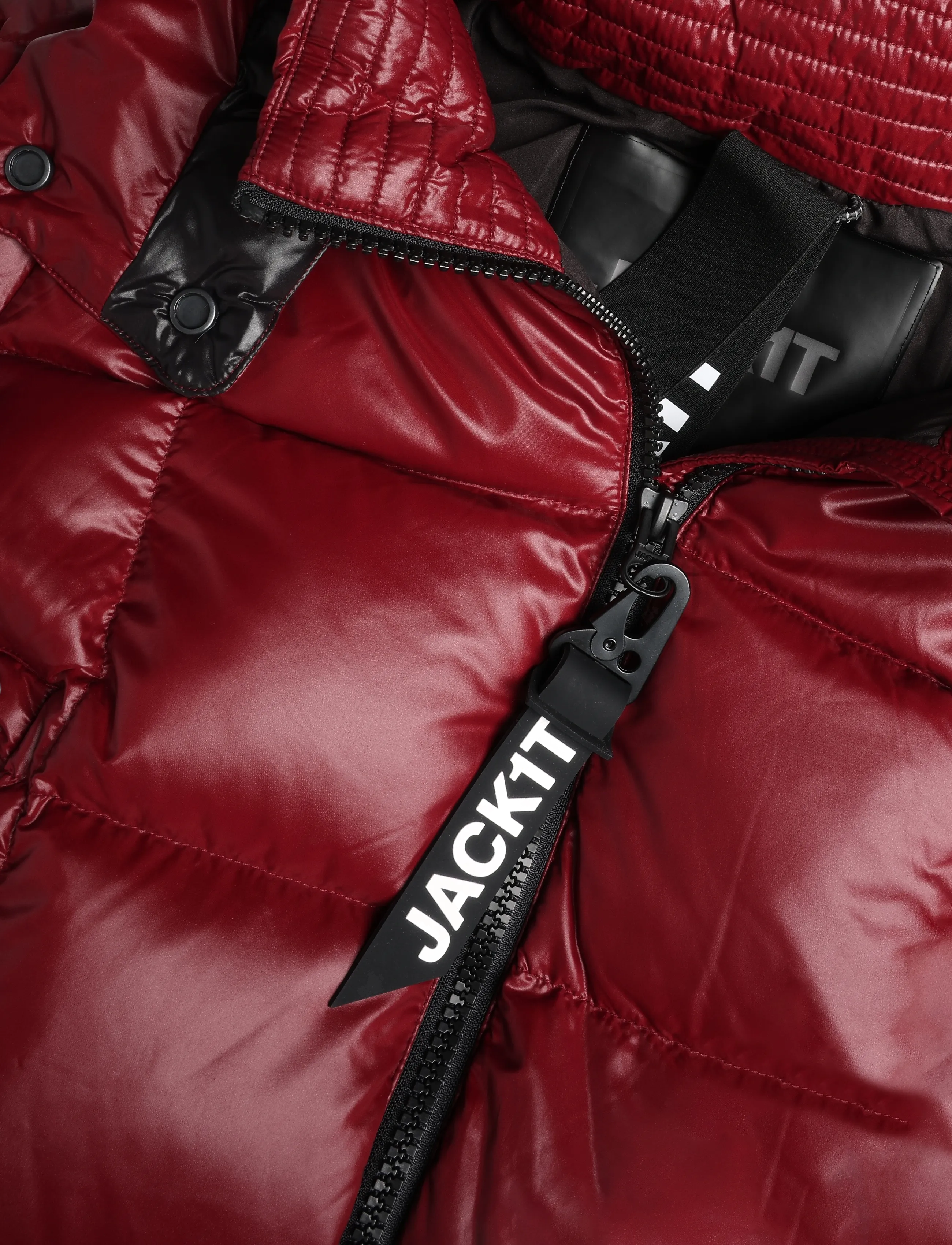 JACK1T - EZ BOXED CROP PUFFER LUX - winterjacken - dark cranberry/black - 5