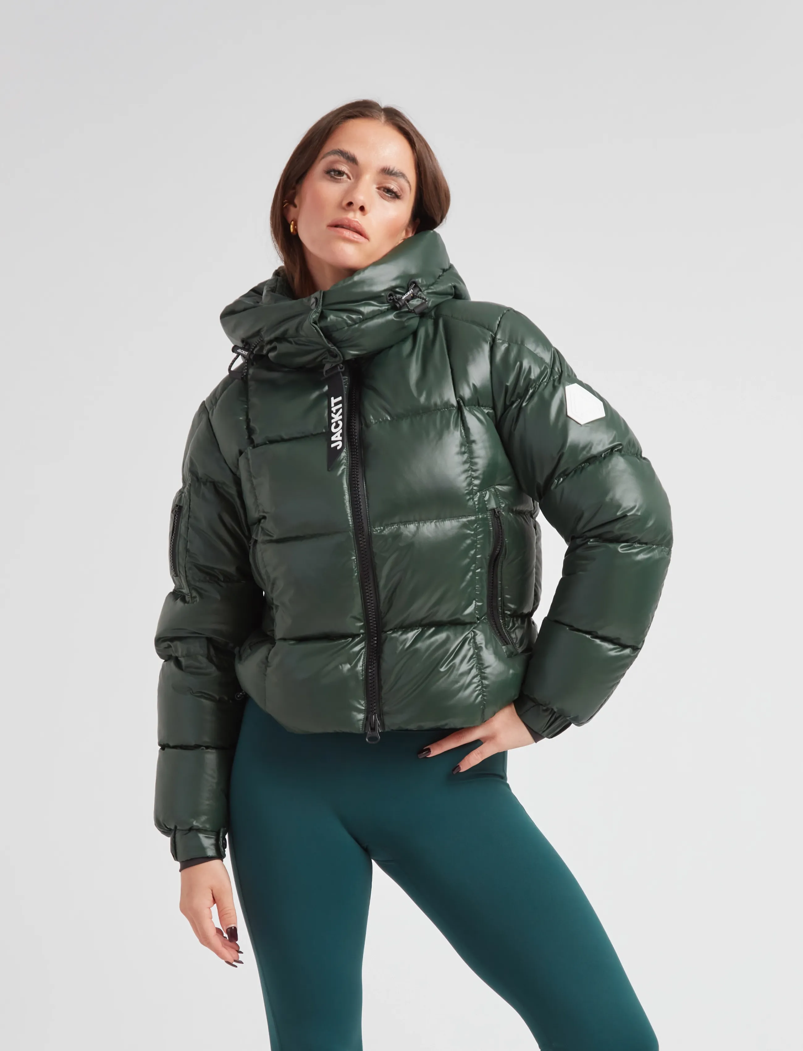 JACK1T EZ BOXED CROP PUFFER LUX - Joped - EMERALD/SAGE / green