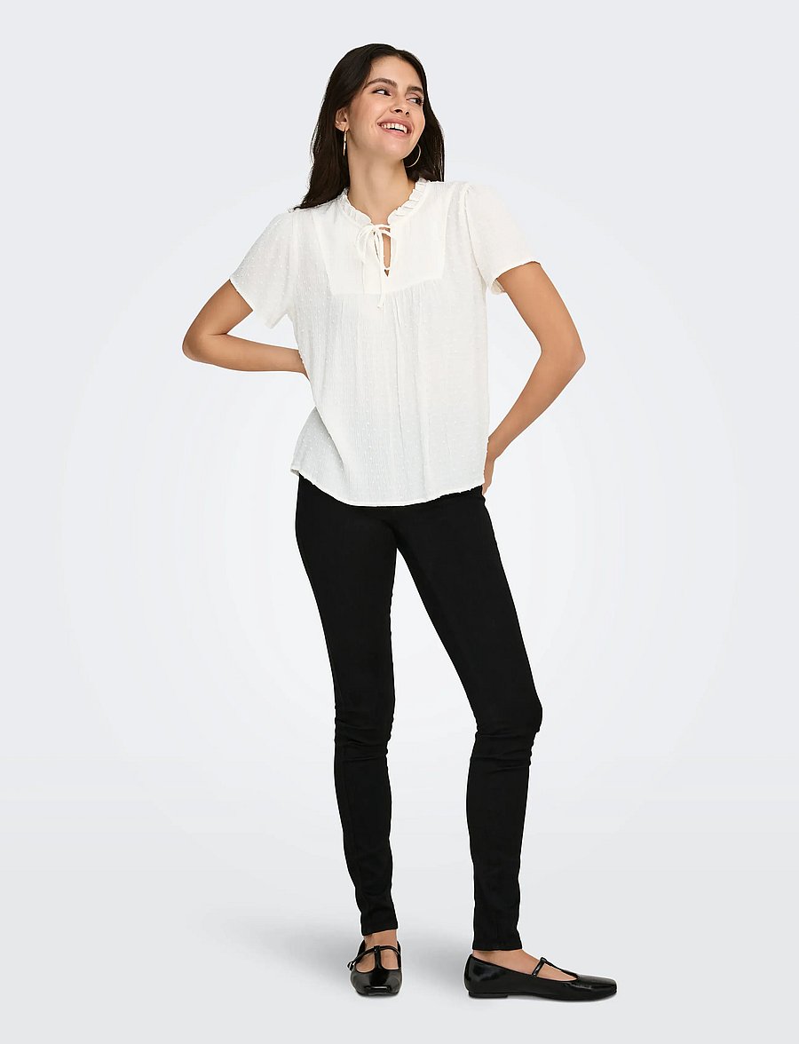 JDY - JDYLIMA LIFE S/S TOP WVN NOOS - kortærmede bluser - cloud dancer - 4