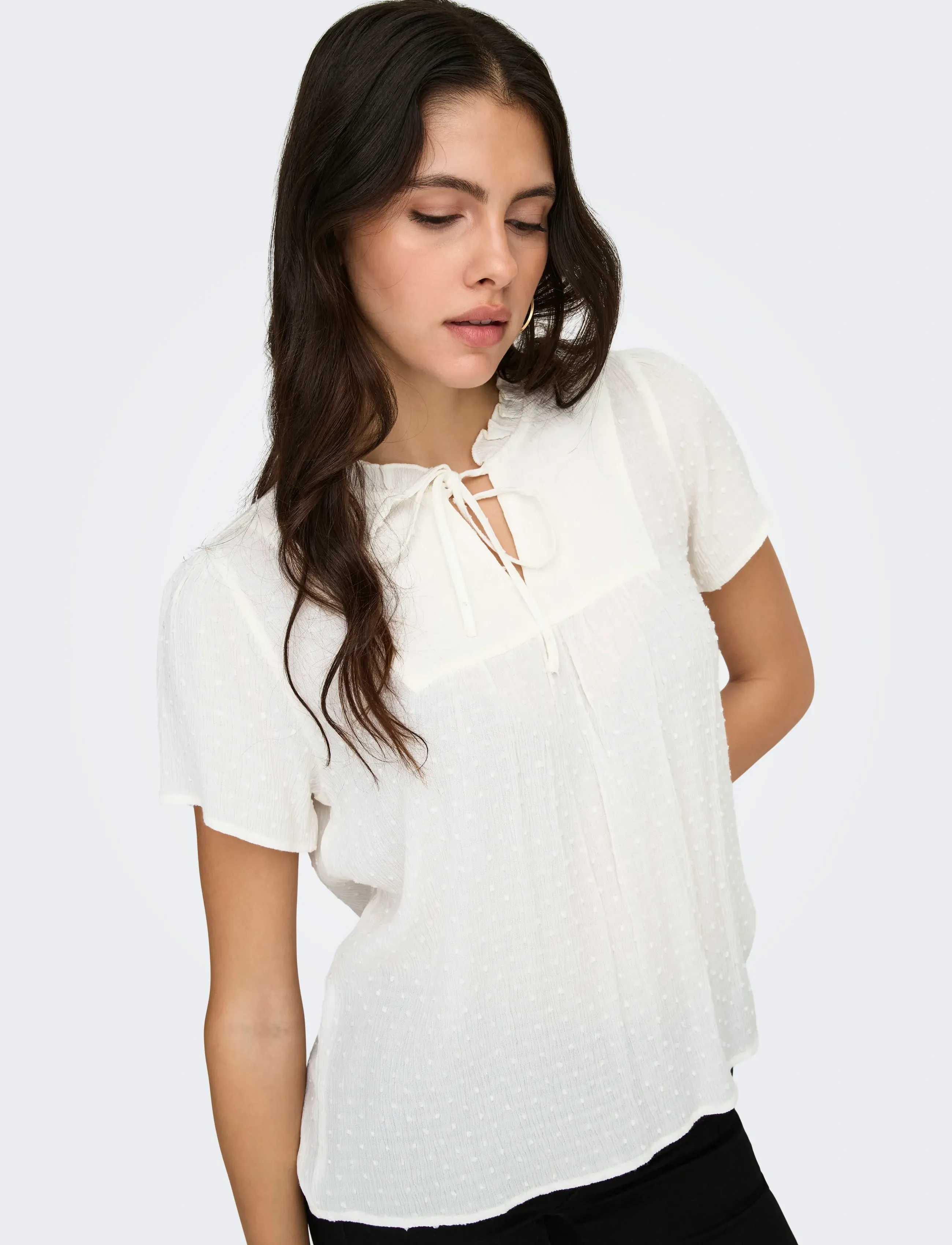 JDY - JDYLIMA LIFE S/S TOP WVN NOOS - kurzärmelige blusen - cloud dancer - 5