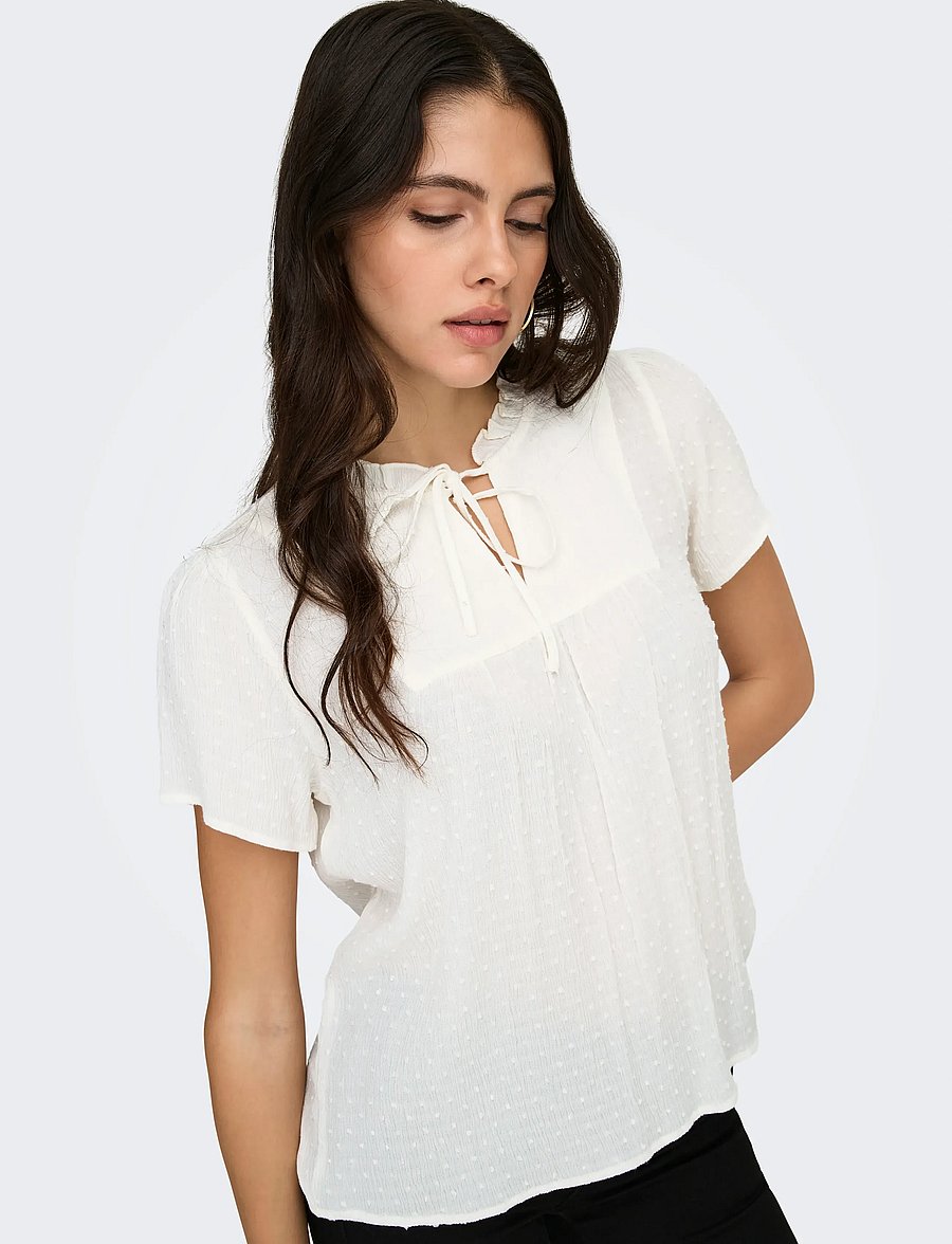JDY - JDYLIMA LIFE S/S TOP WVN NOOS - kortærmede bluser - cloud dancer - 5