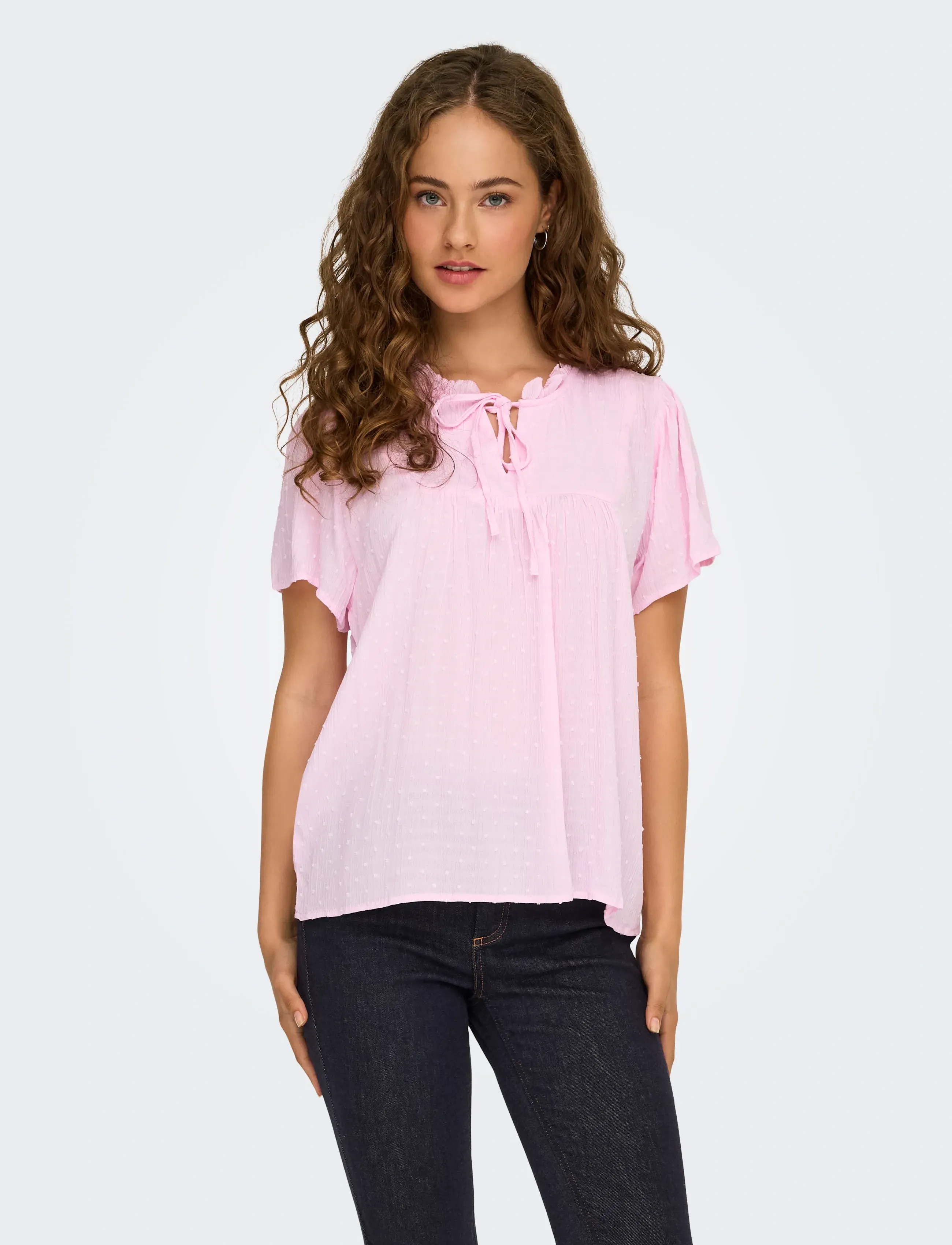JDY JDYLIMA LIFE S/S TOP WVN NOOS - Kortærmede bluser - PINK LADY / pink/rose