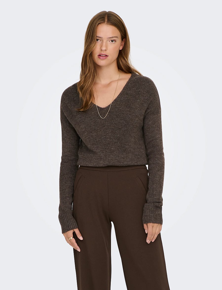 JDY - JDYELANORA L/S V-NECK PULLO. KNT NOOS - pullover - bracken - 0
