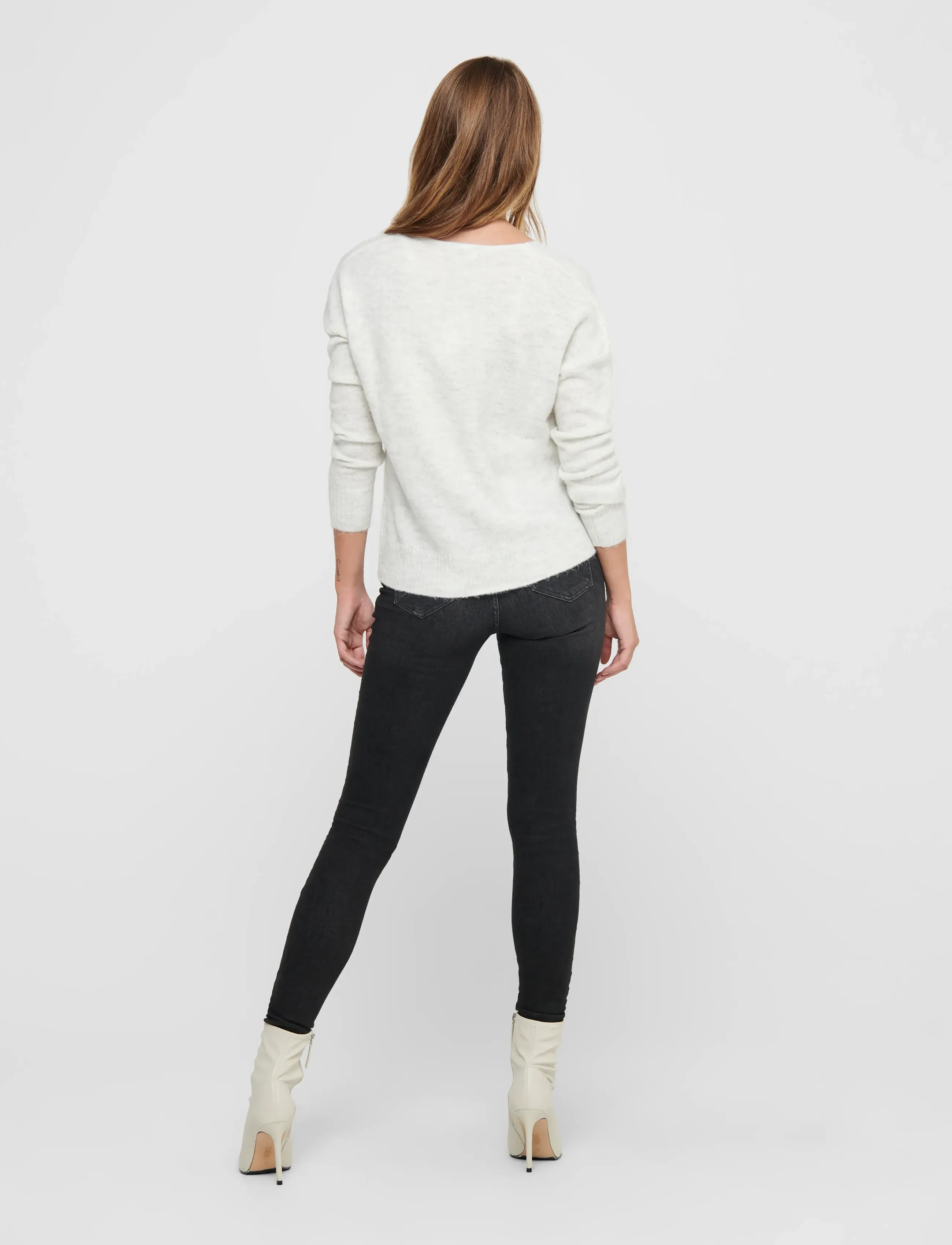 JDY - JDYELANORA L/S V-NECK PULLO. KNT NOOS - striktrøjer - cloud dancer - 3
