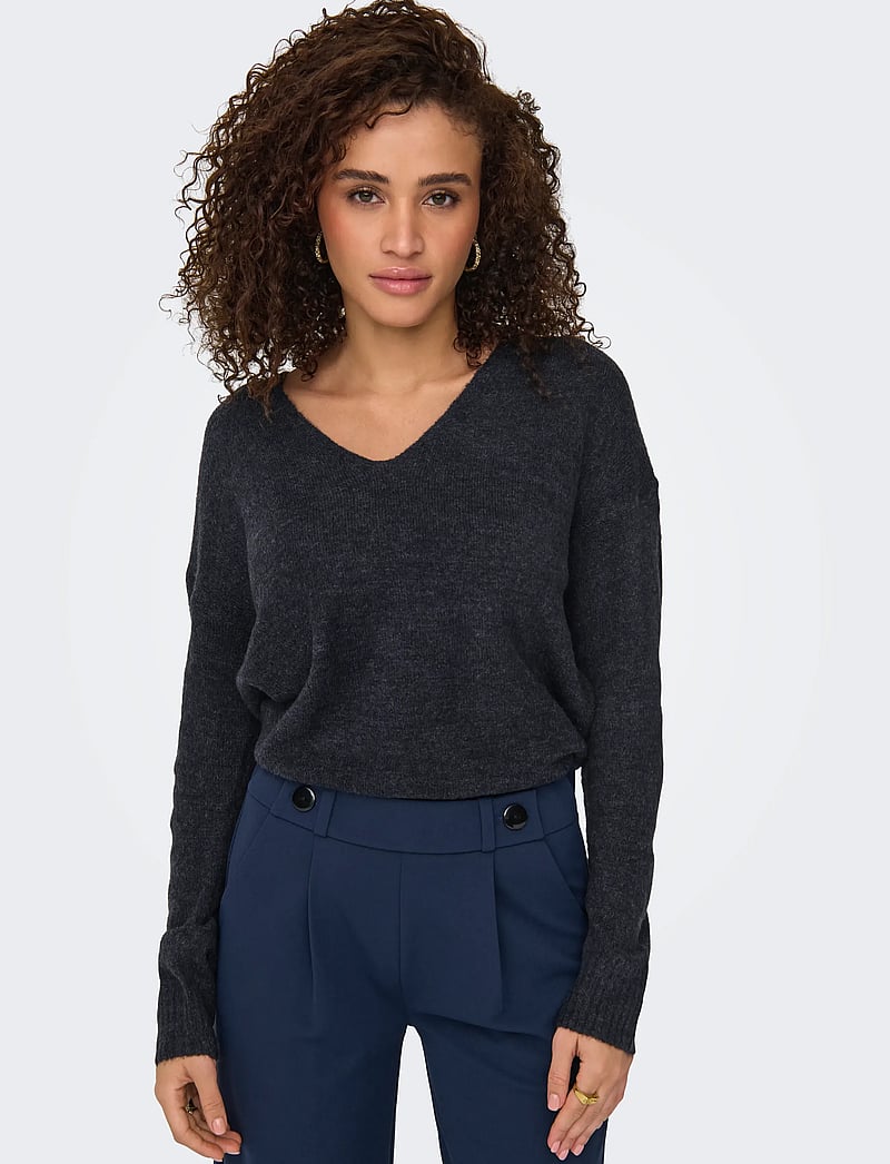 JDY - JDYELANORA L/S V-NECK PULLO. KNT NOOS - striktrøjer - night sky - 5