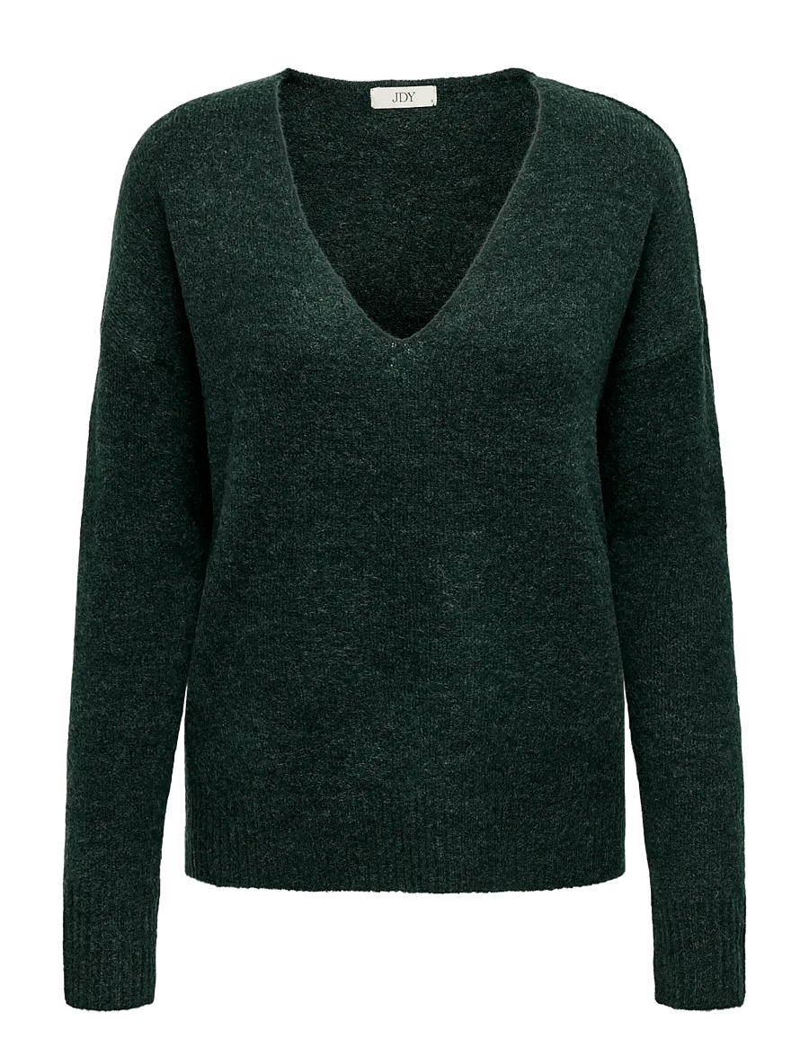 JDY - JDYELANORA L/S V-NECK PULLO. KNT NOOS - stickade tröjor - scarab - 1