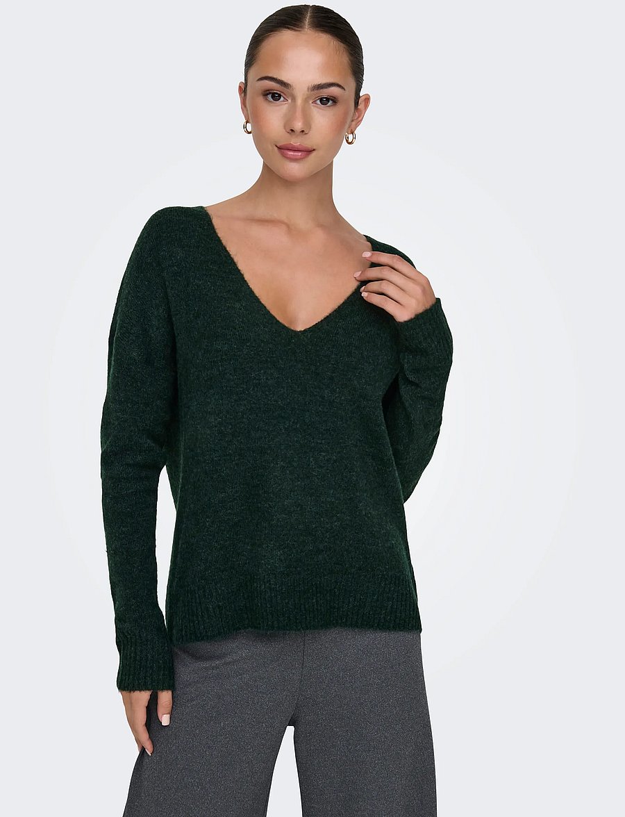 JDY - JDYELANORA L/S V-NECK PULLO. KNT NOOS - stickade tröjor - scarab - 5
