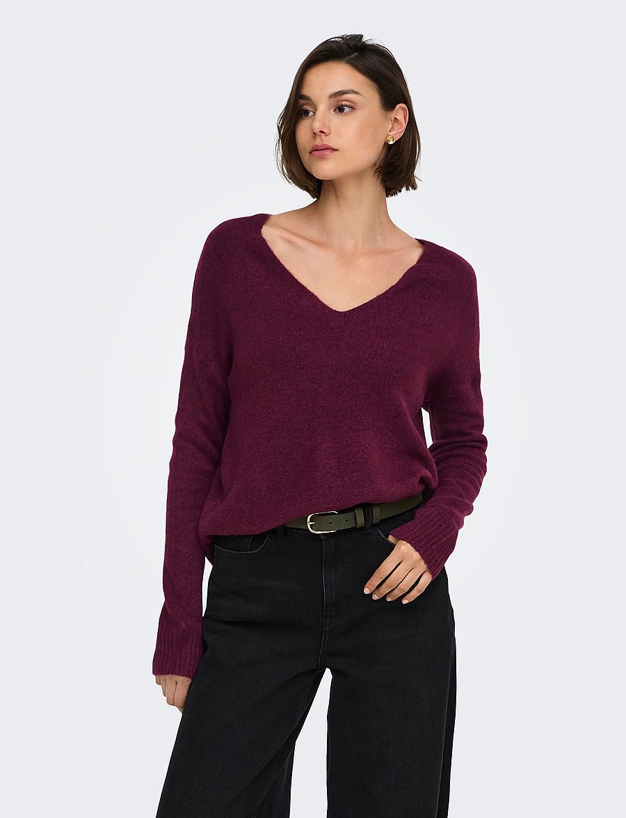 JDY - JDYELANORA L/S V-NECK PULLO. KNT NOOS - pullover - windsor wine - 0