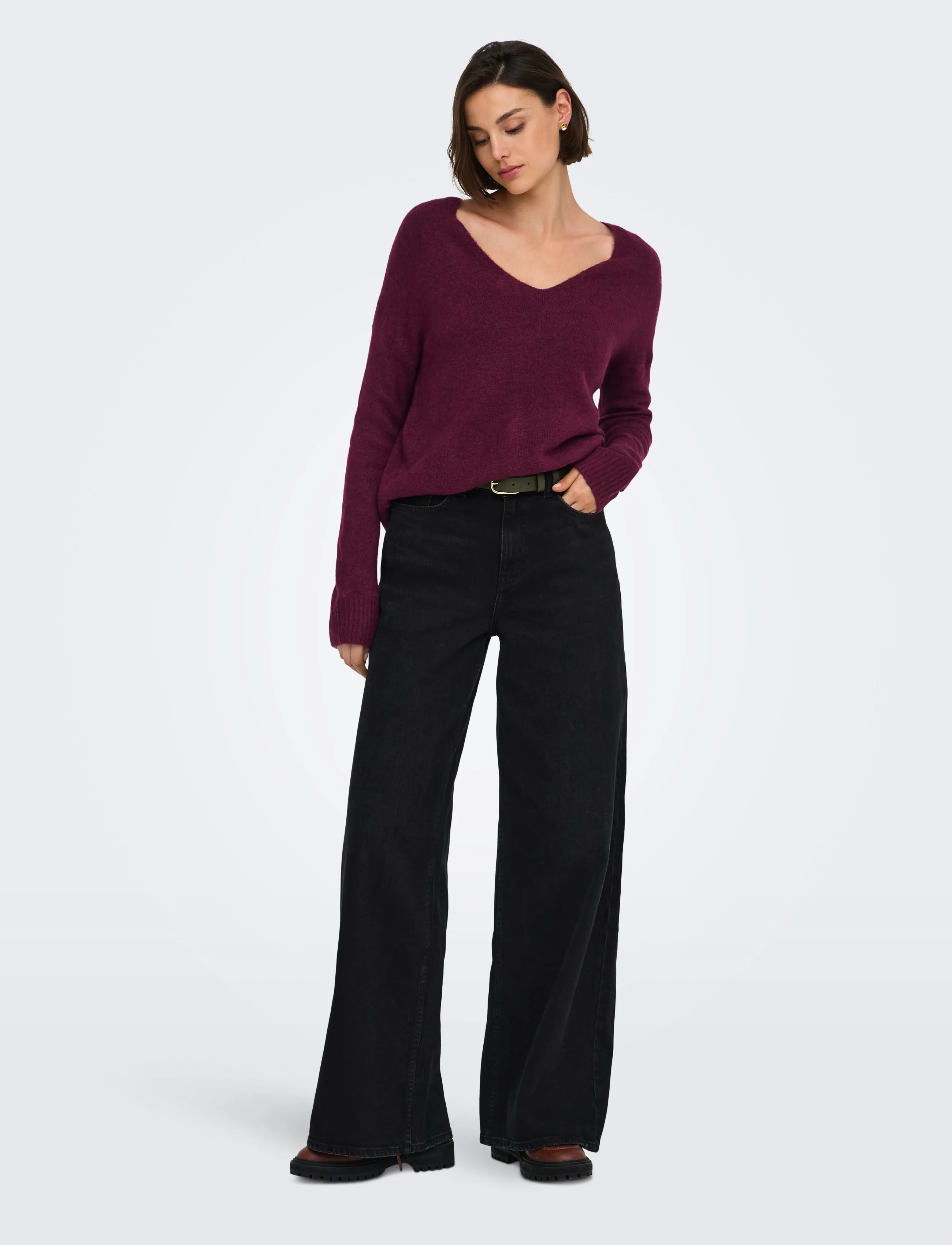 JDY - JDYELANORA L/S V-NECK PULLO. KNT NOOS - pullover - windsor wine - 4