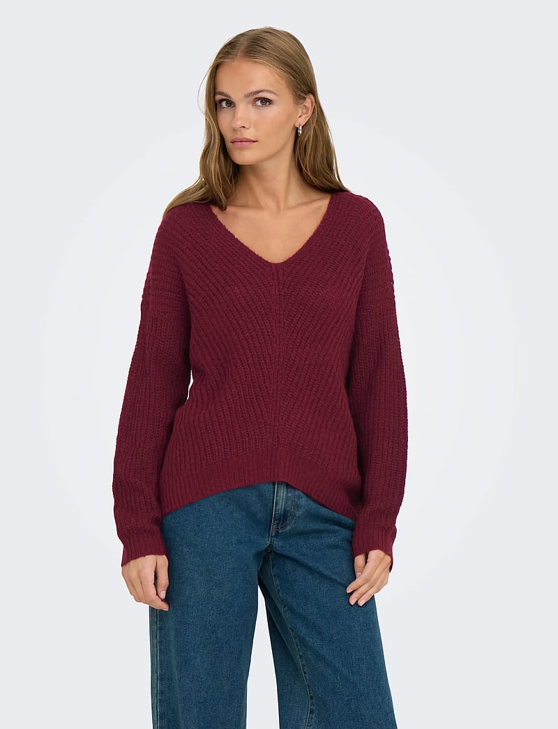 JDY - JDYNEW MEGAN L/S PULLOVER KNT NOOS - gebreide truien - cabernet - 0