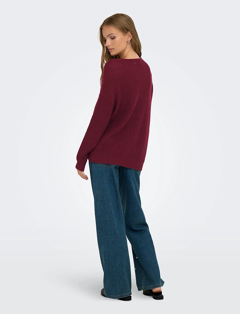 JDY - JDYNEW MEGAN L/S PULLOVER KNT NOOS - gebreide truien - cabernet - 3