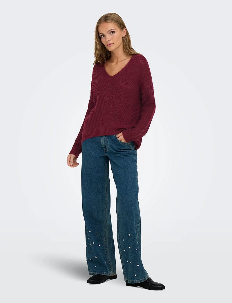 JDY - JDYNEW MEGAN L/S PULLOVER KNT NOOS - gebreide truien - cabernet - 5