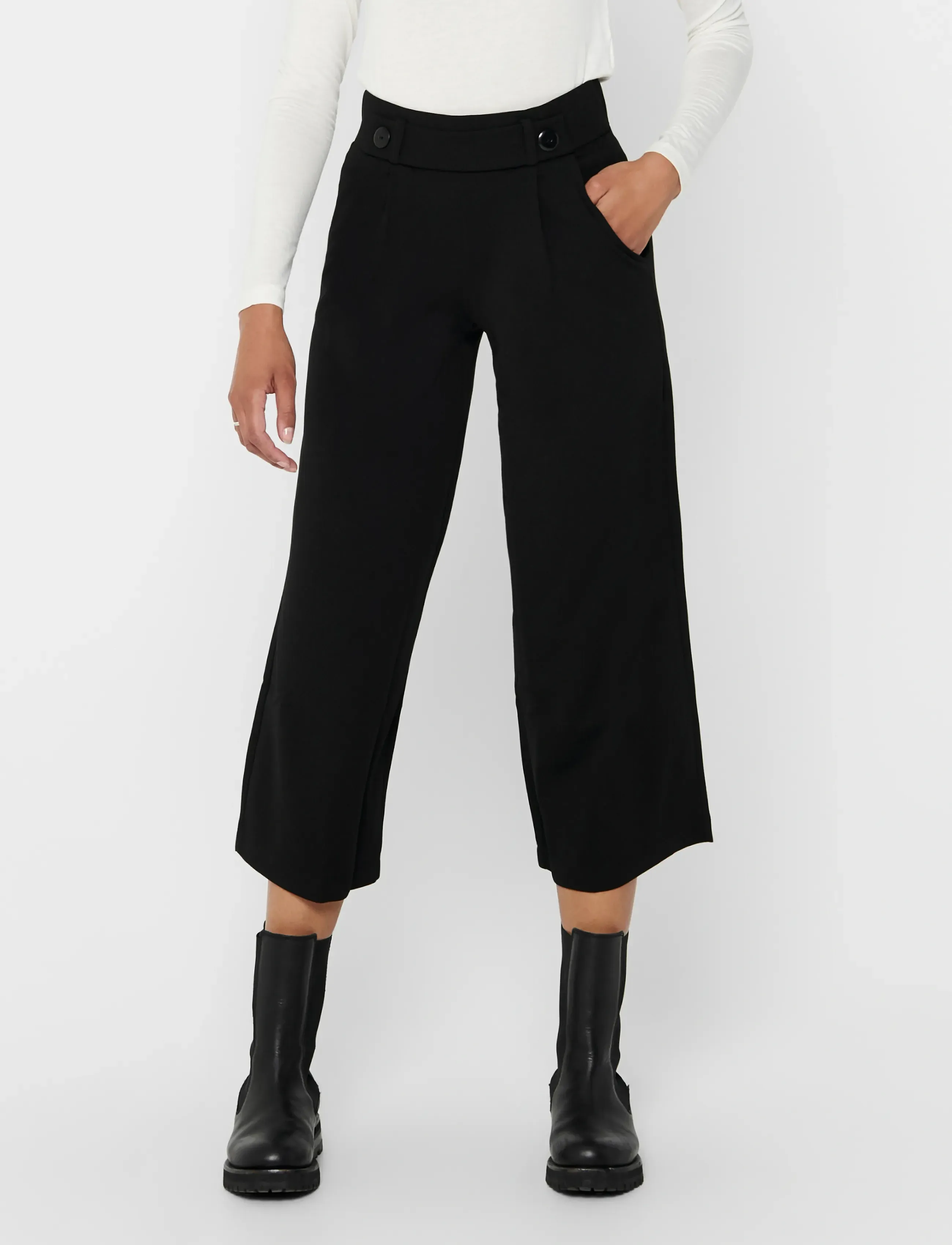 JDY geggo Life New Ancle Pants Jrs Noos, L, Trousers, Schwarz - Culottes, Frauen