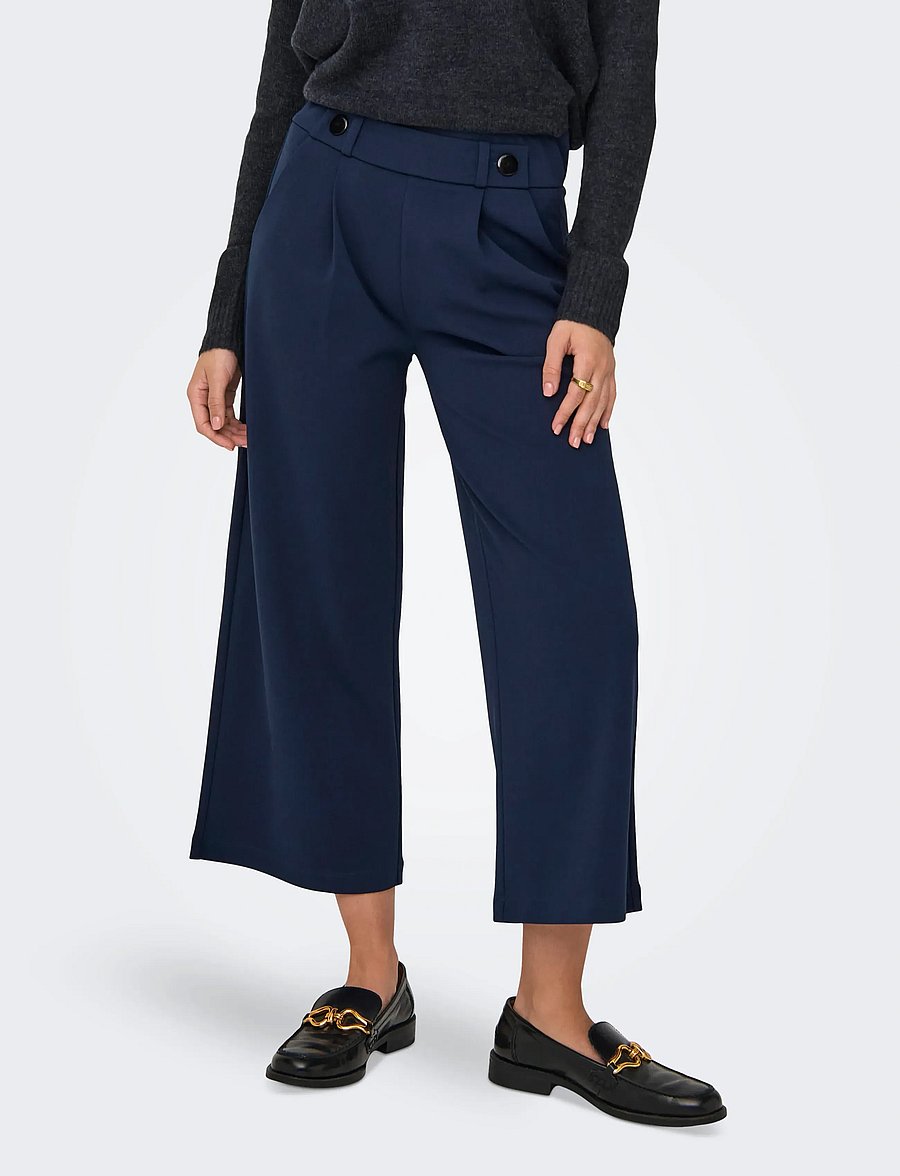 JDY - JDYGEGGO LIFE NEW ANCLE PANTS JRS NOOS - bukser med brede ben - black iris - 0