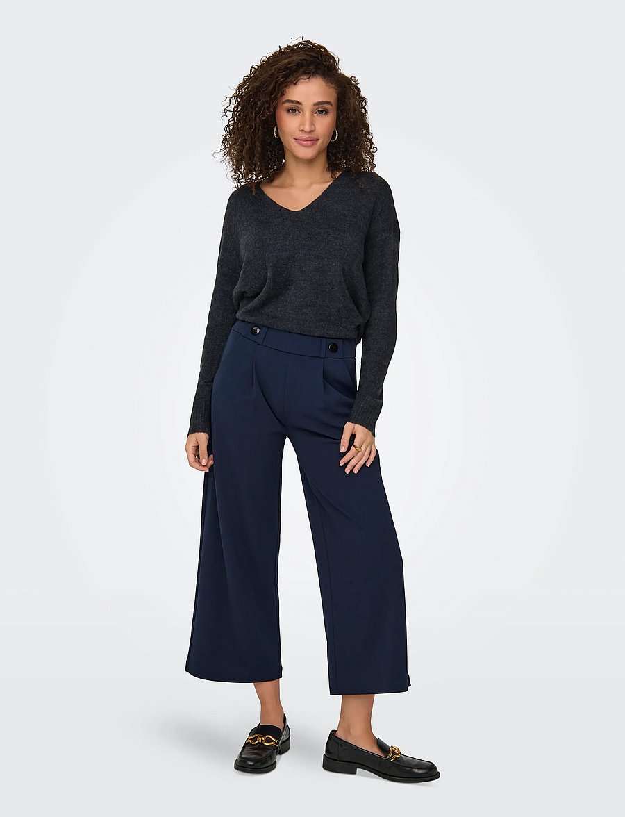 JDY - JDYGEGGO LIFE NEW ANCLE PANTS JRS NOOS - bukser med brede ben - black iris - 4