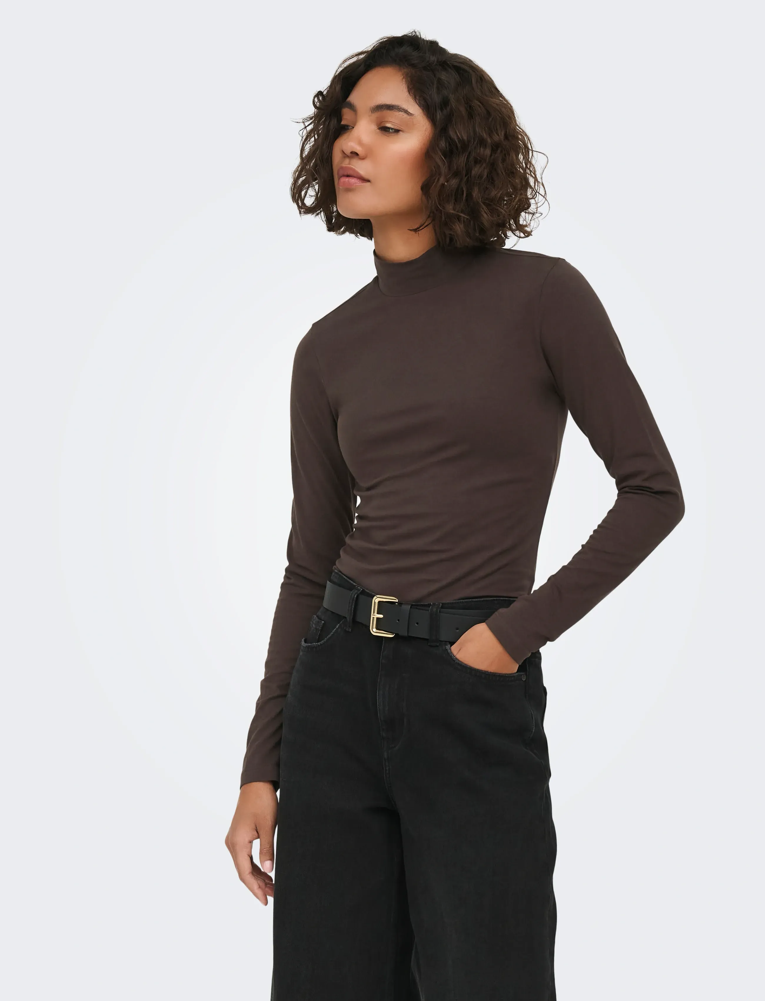JDY - JDYAVA NEW TURTLENECK TOP JRS NOOS - langärmlige tops - chocolate torte - 0