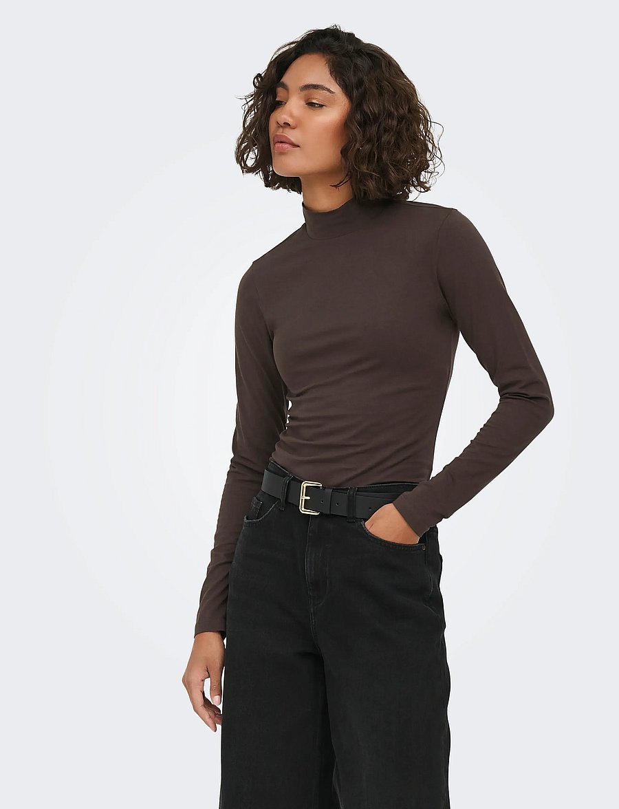 JDY - JDYAVA NEW TURTLENECK TOP JRS NOOS - langærmede toppe - chocolate torte - 0