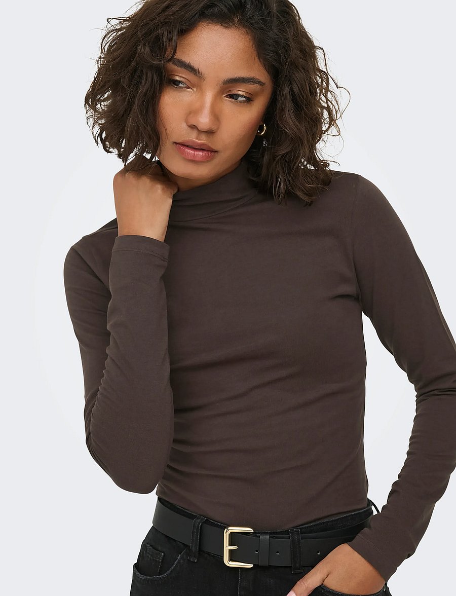 JDY - JDYAVA NEW TURTLENECK TOP JRS NOOS - langærmede toppe - chocolate torte - 5