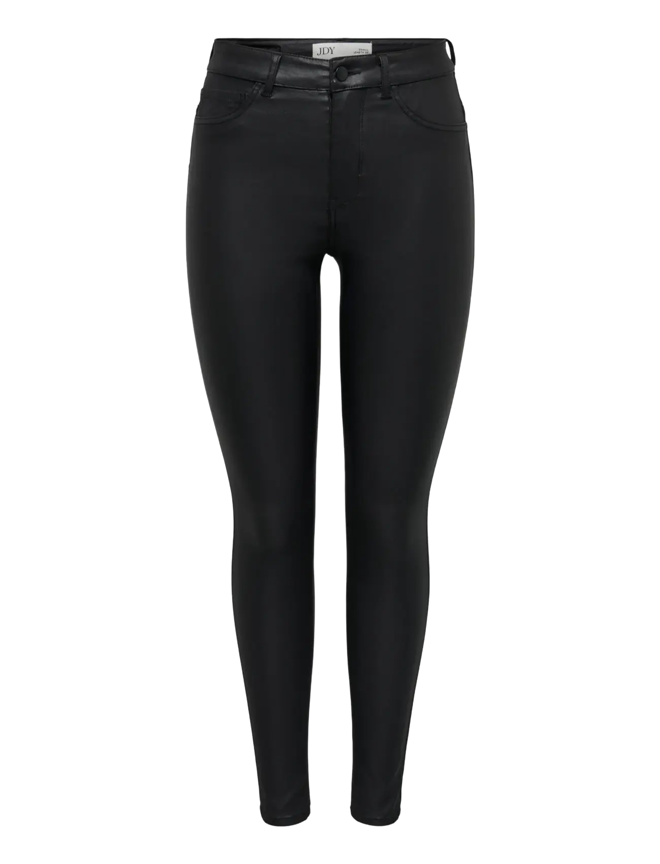 JDY JDYNEWTHUNDER COATED HIGH SKN PNT NOOS - Lederhosen - BLACK / black