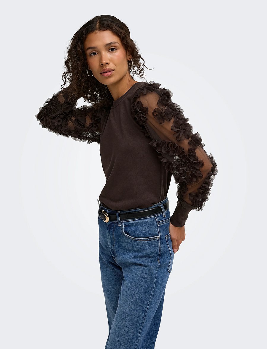 JDY - JDYFAIRVIEW LIFE L/S SWEAT JRS NOOS - sweatshirts - coffee bean - 0