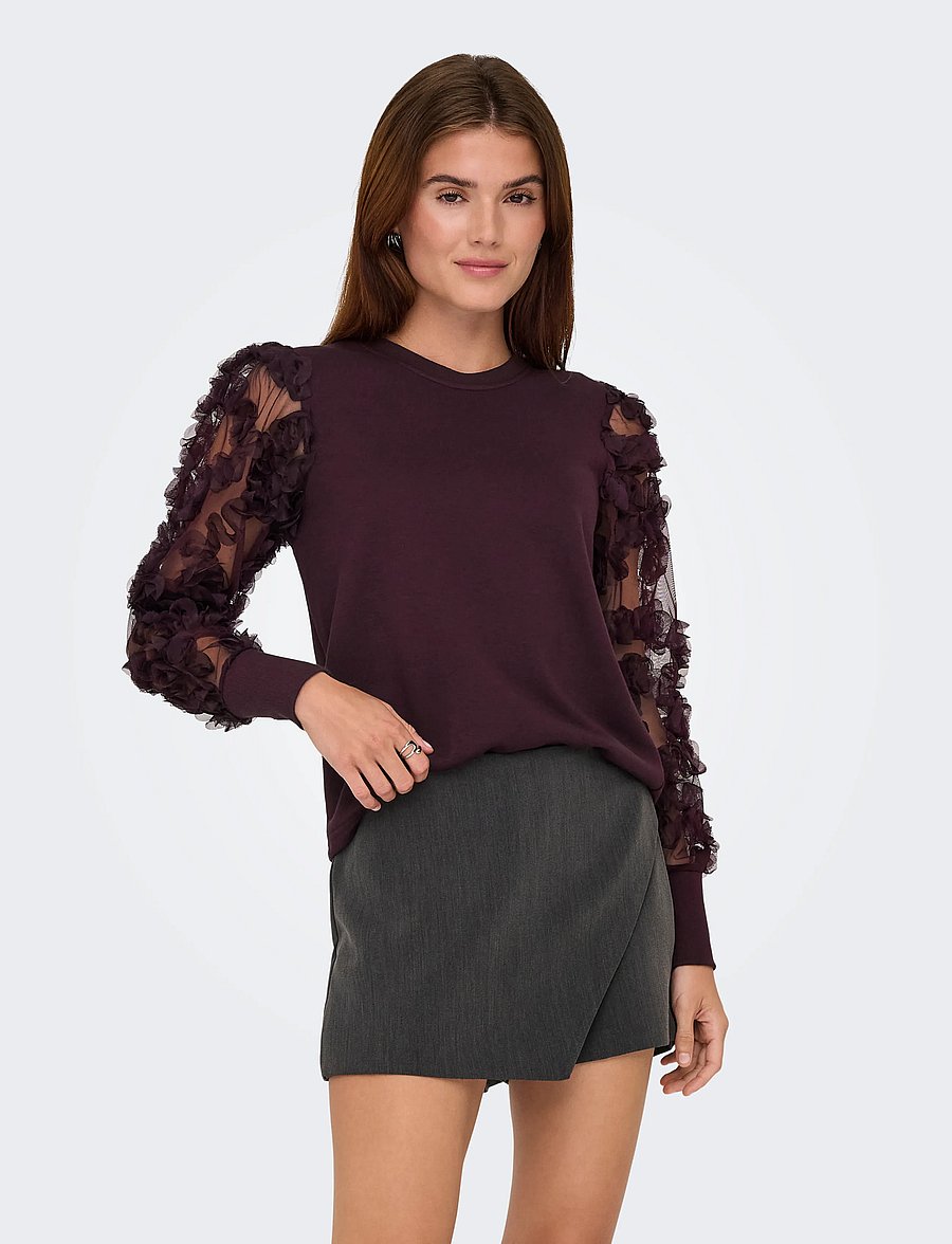 JDY - JDYFAIRVIEW LIFE L/S SWEAT JRS NOOS - langärmelige blusen - winetasting - 0