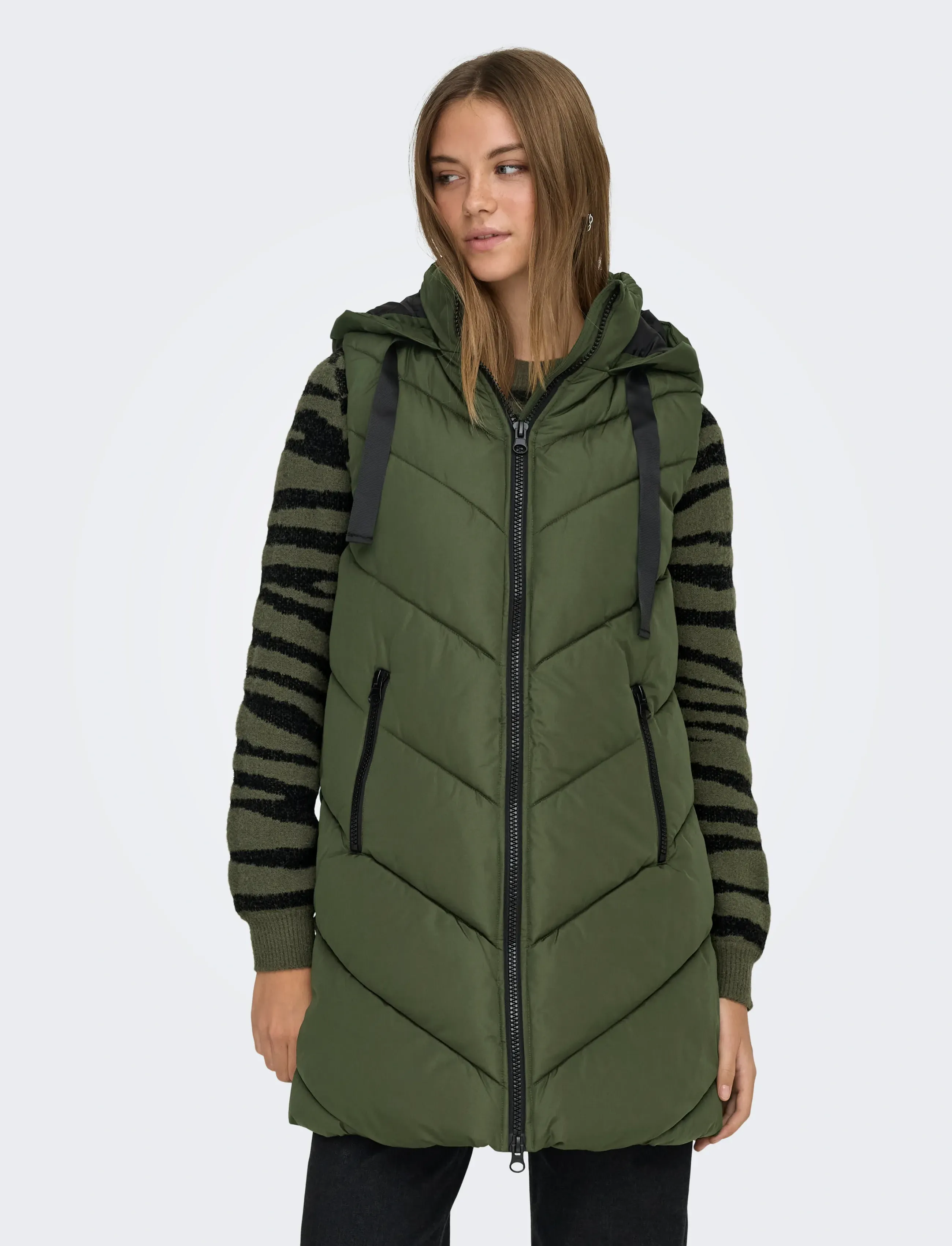 JDY JDYSKYLAR LIFE HOOD WAISTCOAT OTW NOOS - Västar - FOREST NIGHT / khaki/green