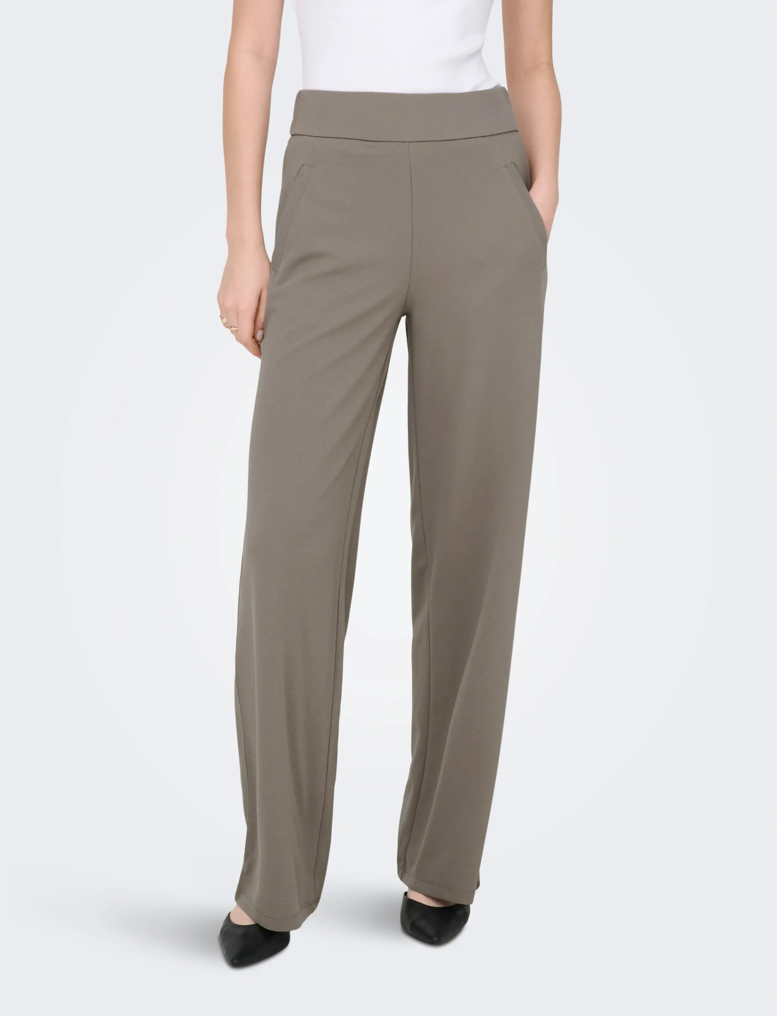 JDY JDYLOUISVILLE CATIA LIFE WD PNT JRS NOOS - Spodnie szerokie - DRIFTWOOD / brown