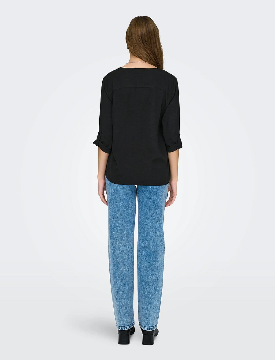 JDY - JDYDIVYA LIFE 3/4 TOP WVN NOOS - stutterma blússur - black - 3
