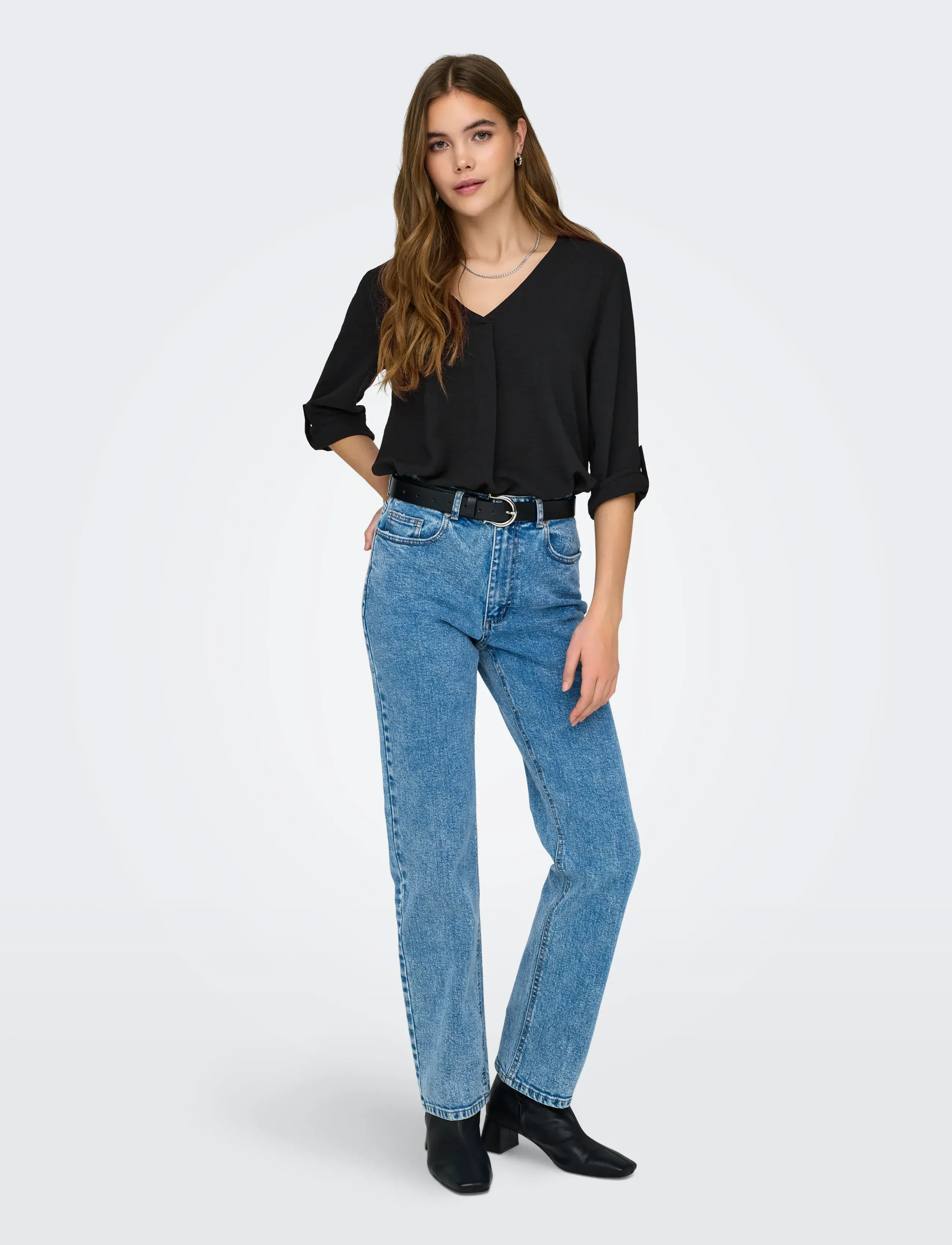 JDY - JDYDIVYA LIFE 3/4 TOP WVN NOOS - stutterma blússur - black - 5