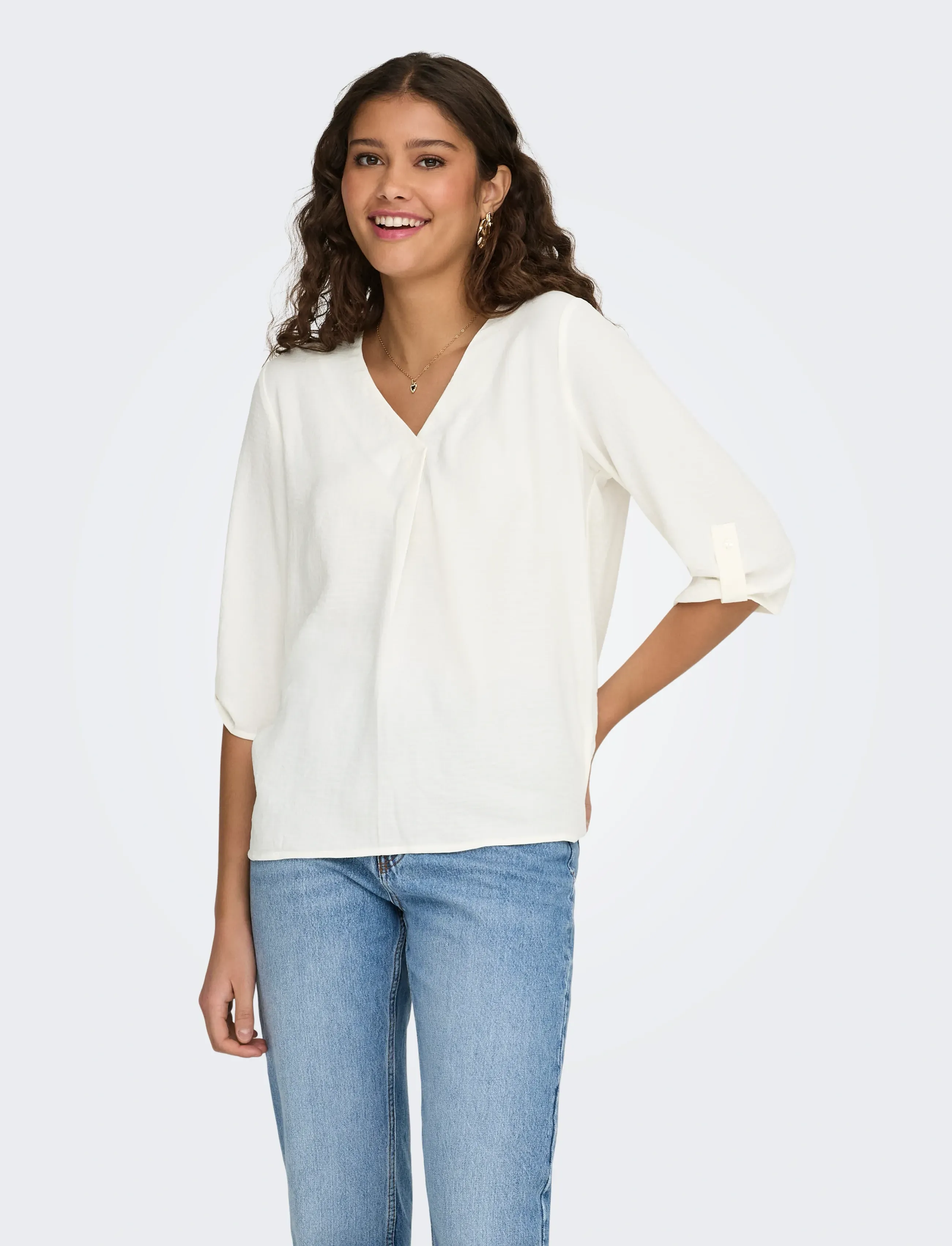 JDY JDYDIVYA LIFE 3/4 TOP WVN NOOS - Blusen - CLOUD DANCER / white