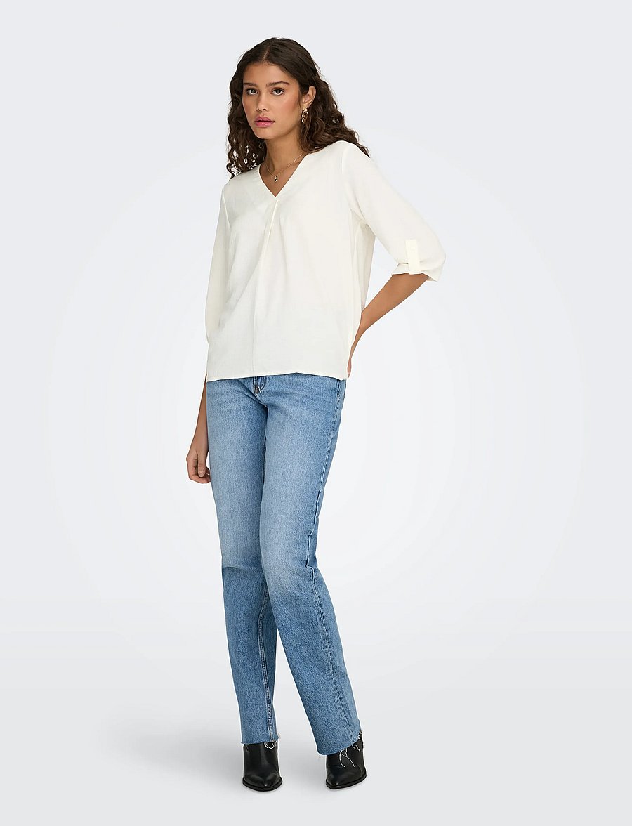 JDY - JDYDIVYA LIFE 3/4 TOP WVN NOOS - kurzärmelige blusen - cloud dancer - 5