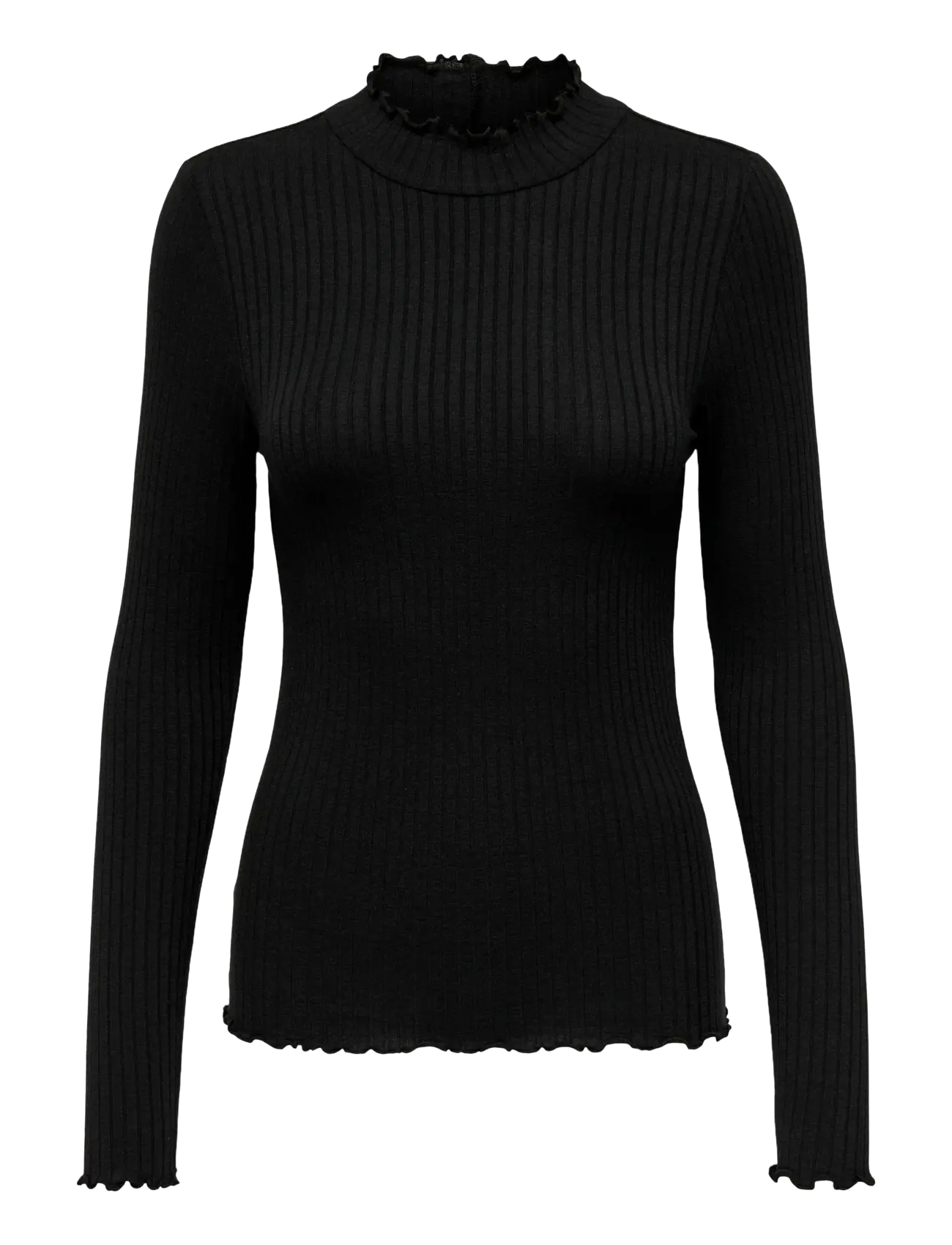 JDYFRANSISKA LIFE L/S HI-NCK TOP JR NOOS - BLACK
