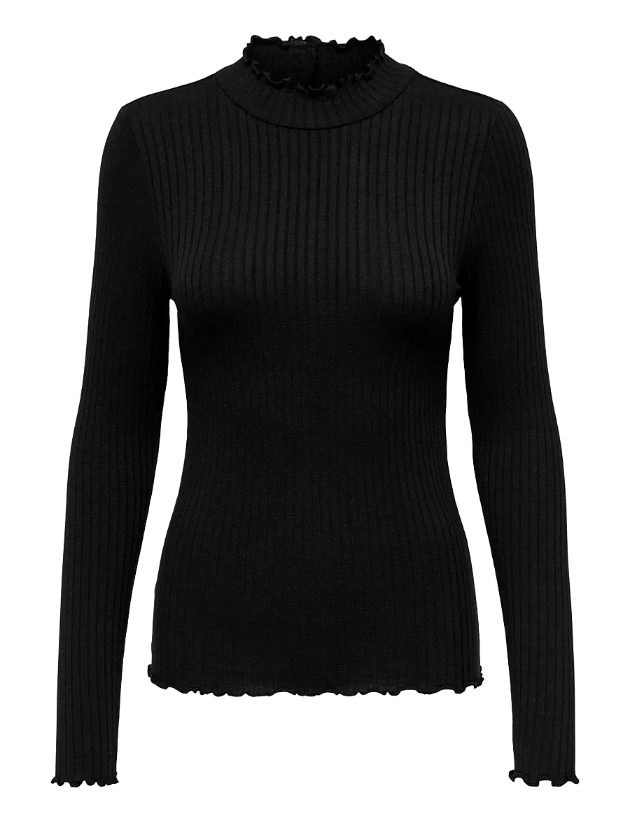 JDY - JDYFRANSISKA LIFE L/S HI-NCK TOP JR NOOS - langærmede toppe - black - 1