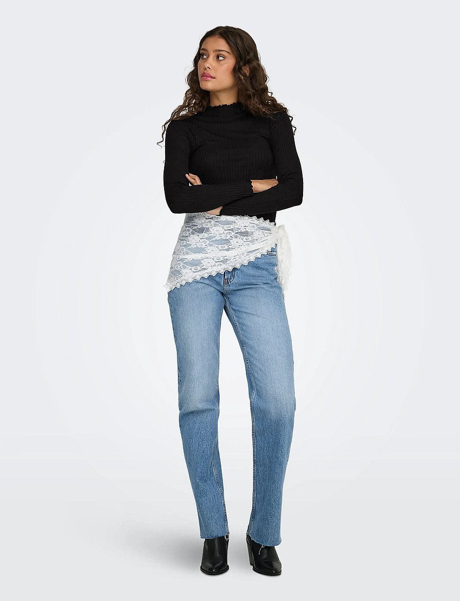 JDY - JDYFRANSISKA LIFE L/S HI-NCK TOP JR NOOS - langærmede toppe - black - 0