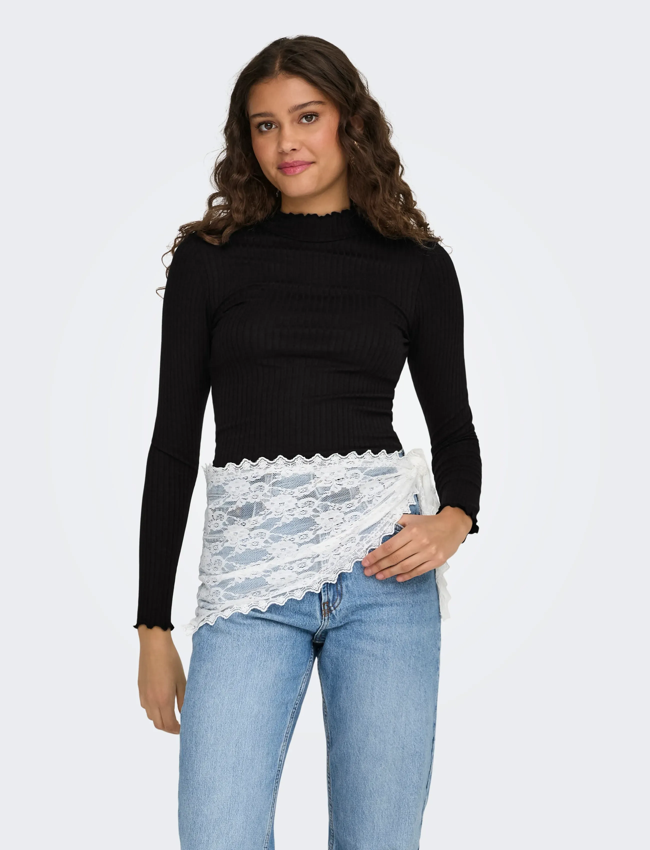 JDY - JDYFRANSISKA LIFE L/S HI-NCK TOP JR NOOS - hauts à manches longues - black - 4