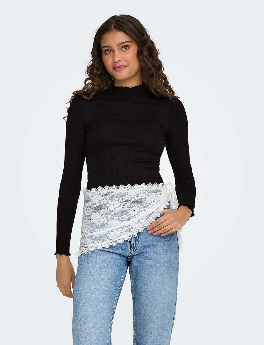 JDY - JDYFRANSISKA LIFE L/S HI-NCK TOP JR NOOS - langærmede toppe - black - 4