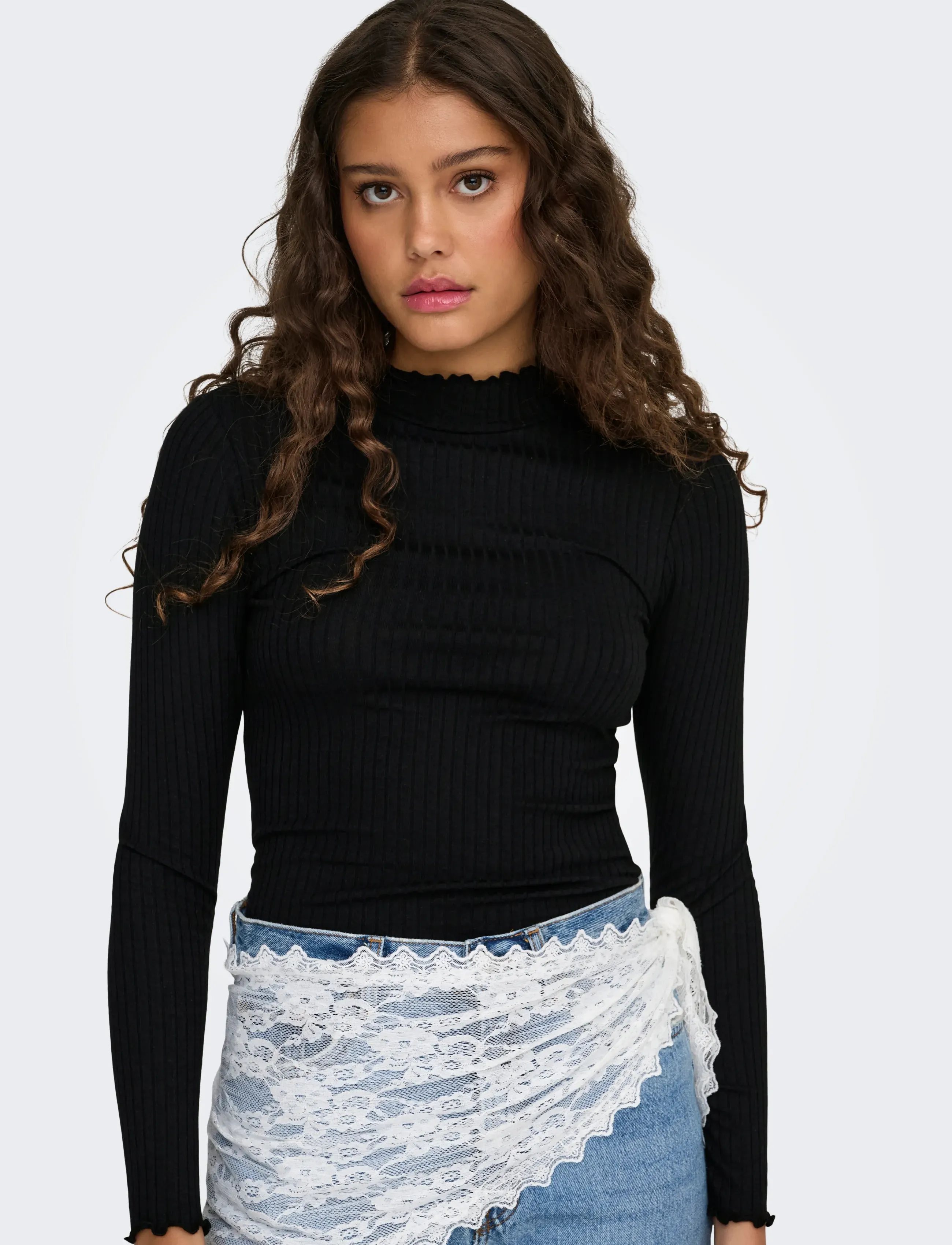 JDY - JDYFRANSISKA LIFE L/S HI-NCK TOP JR NOOS - hauts à manches longues - black - 5