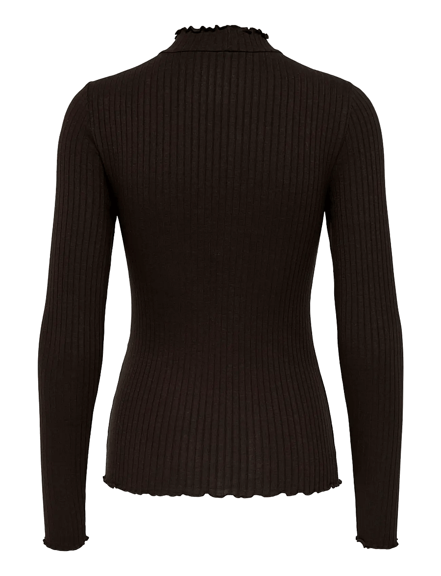 JDY - JDYFRANSISKA LIFE L/S HI-NCK TOP JR NOOS - langärmlige tops - black coffee - 2