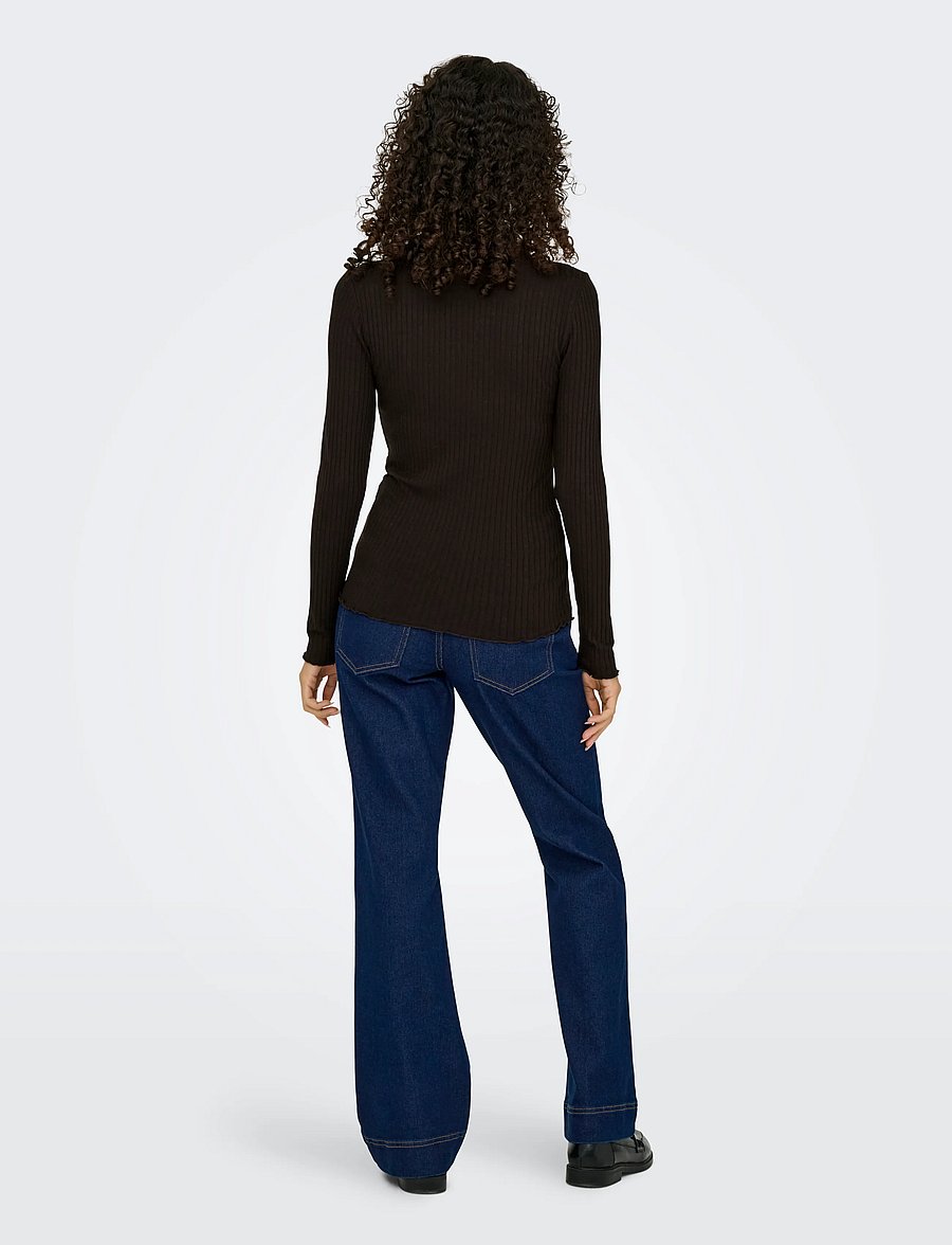 JDY - JDYFRANSISKA LIFE L/S HI-NCK TOP JR NOOS - langärmlige tops - black coffee - 3