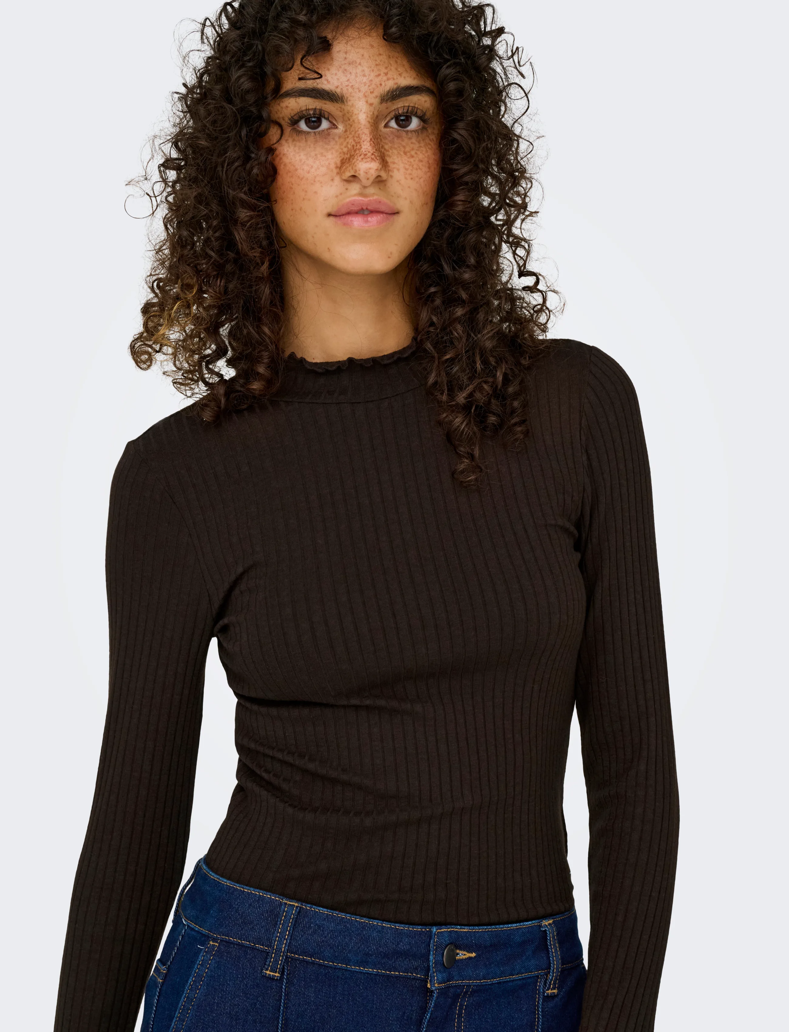 JDY - JDYFRANSISKA LIFE L/S HI-NCK TOP JR NOOS - langærmede toppe - black coffee - 5
