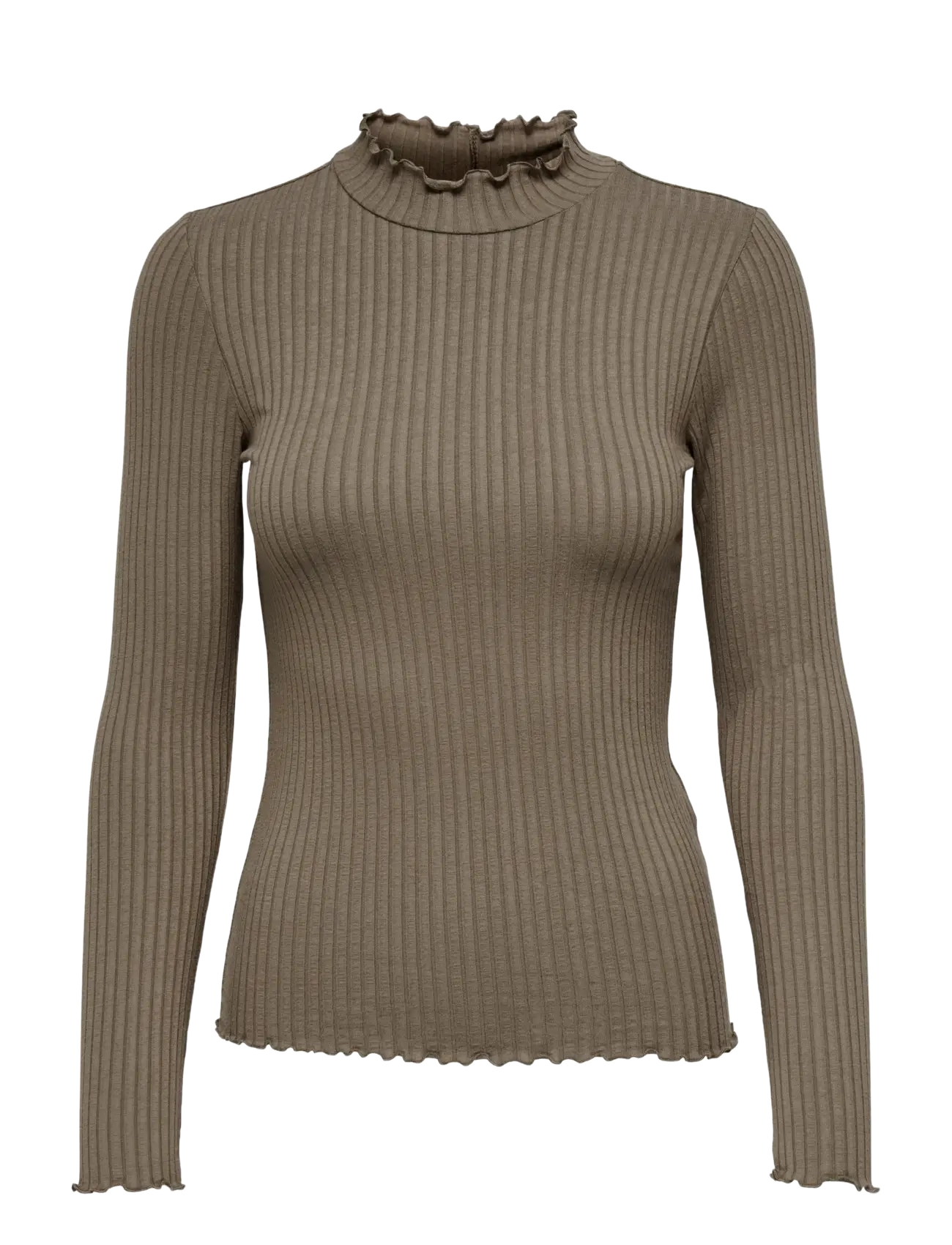 JDYFRANSISKA LIFE L/S HI-NCK TOP JR NOOS - WALNUT