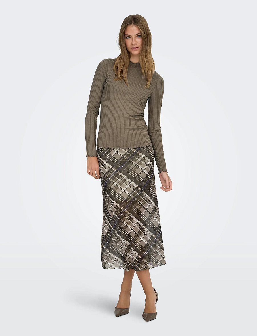JDY - JDYFRANSISKA LIFE L/S HI-NCK TOP JR NOOS - langærmede toppe - walnut - 0