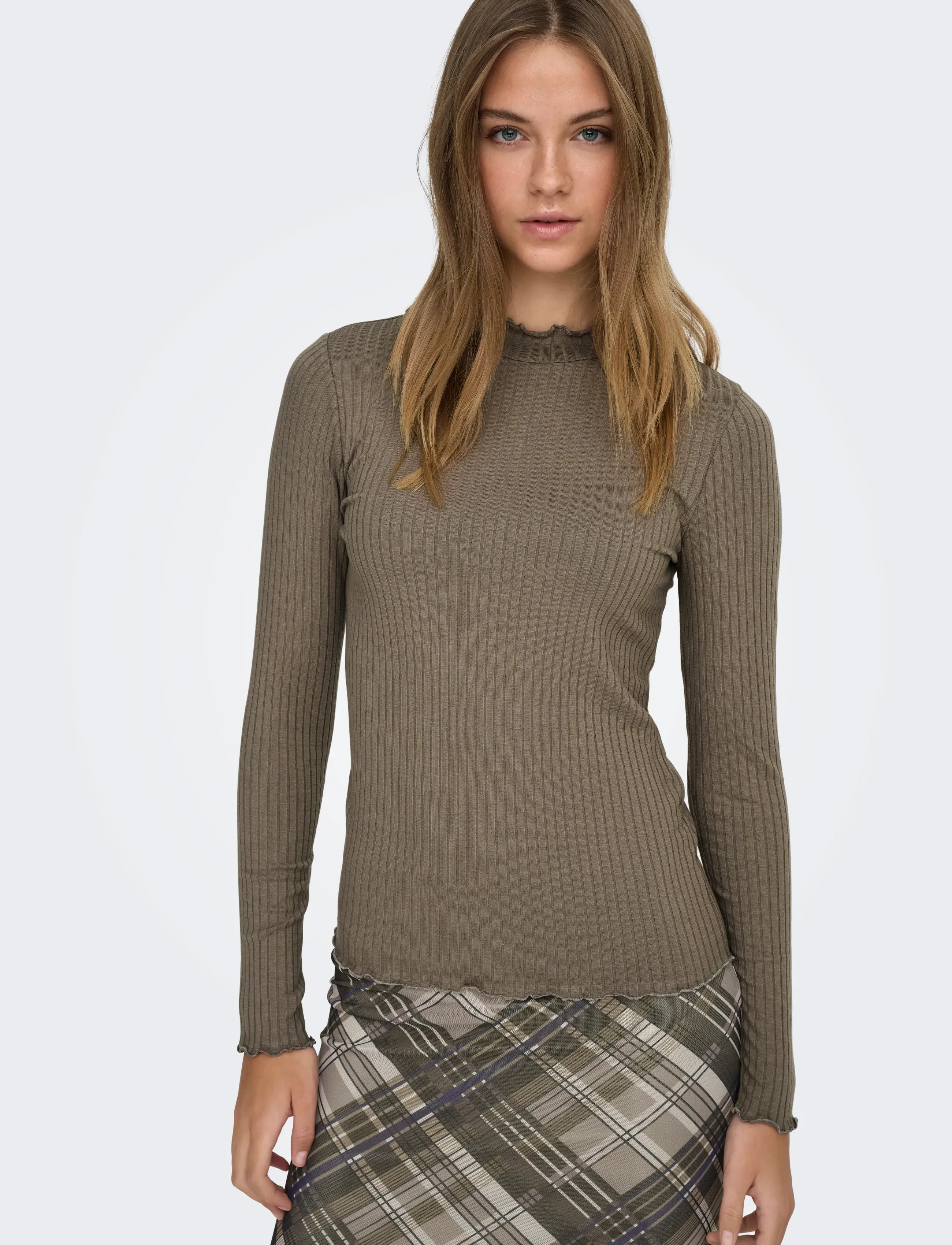 JDY - JDYFRANSISKA LIFE L/S HI-NCK TOP JR NOOS - langærmede toppe - walnut - 4