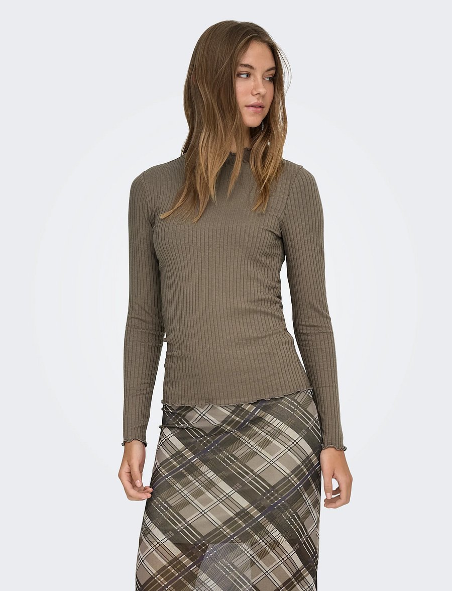 JDY - JDYFRANSISKA LIFE L/S HI-NCK TOP JR NOOS - langærmede toppe - walnut - 5