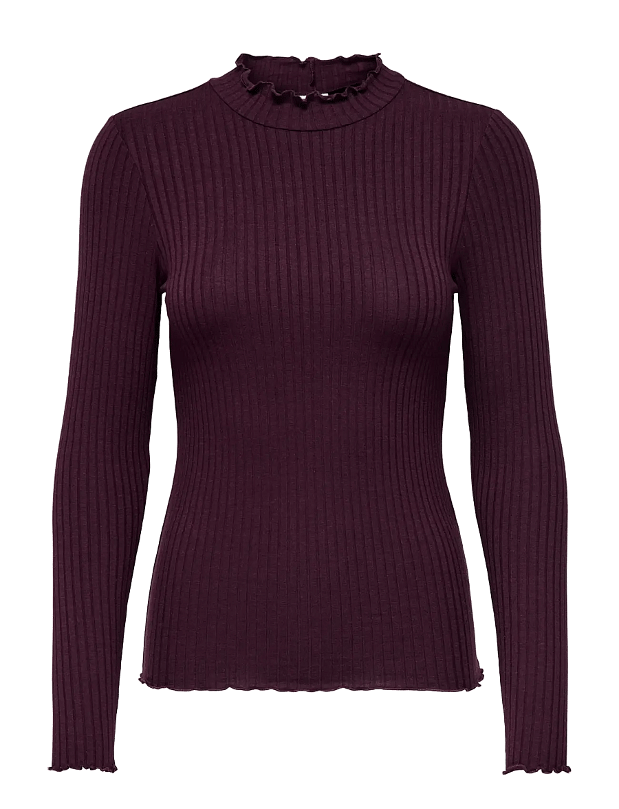 JDY - JDYFRANSISKA LIFE L/S HI-NCK TOP JR NOOS - langärmlige tops - winetasting - 1