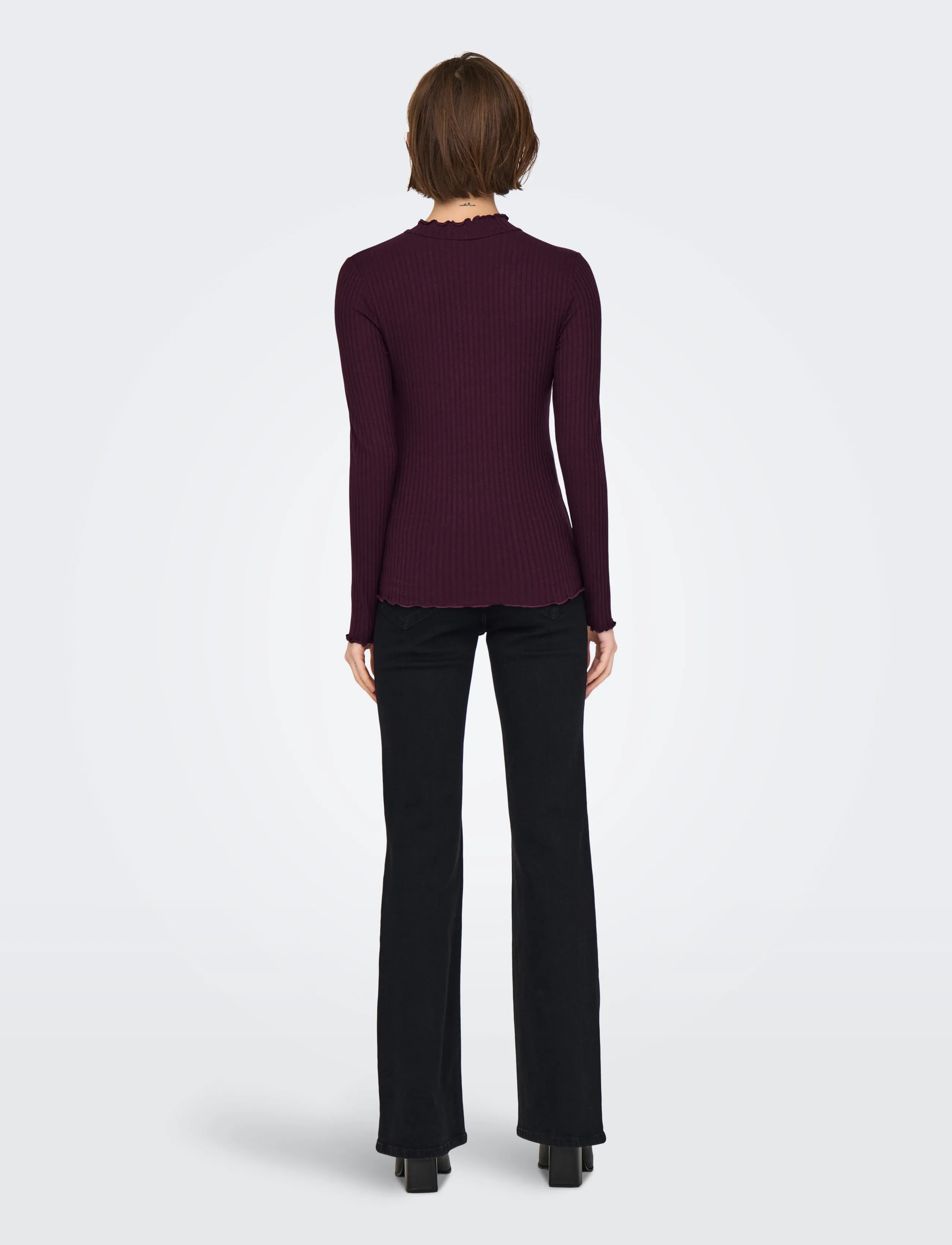 JDY - JDYFRANSISKA LIFE L/S HI-NCK TOP JR NOOS - pikkade varrukatega topid - winetasting - 3