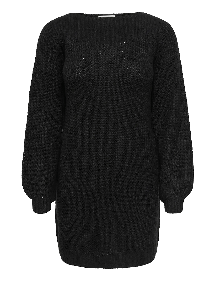 JDY - JDYWHITNEY MEGAN L/S BOAT DRESS KNT NOOS - knitted dresses - black - 1