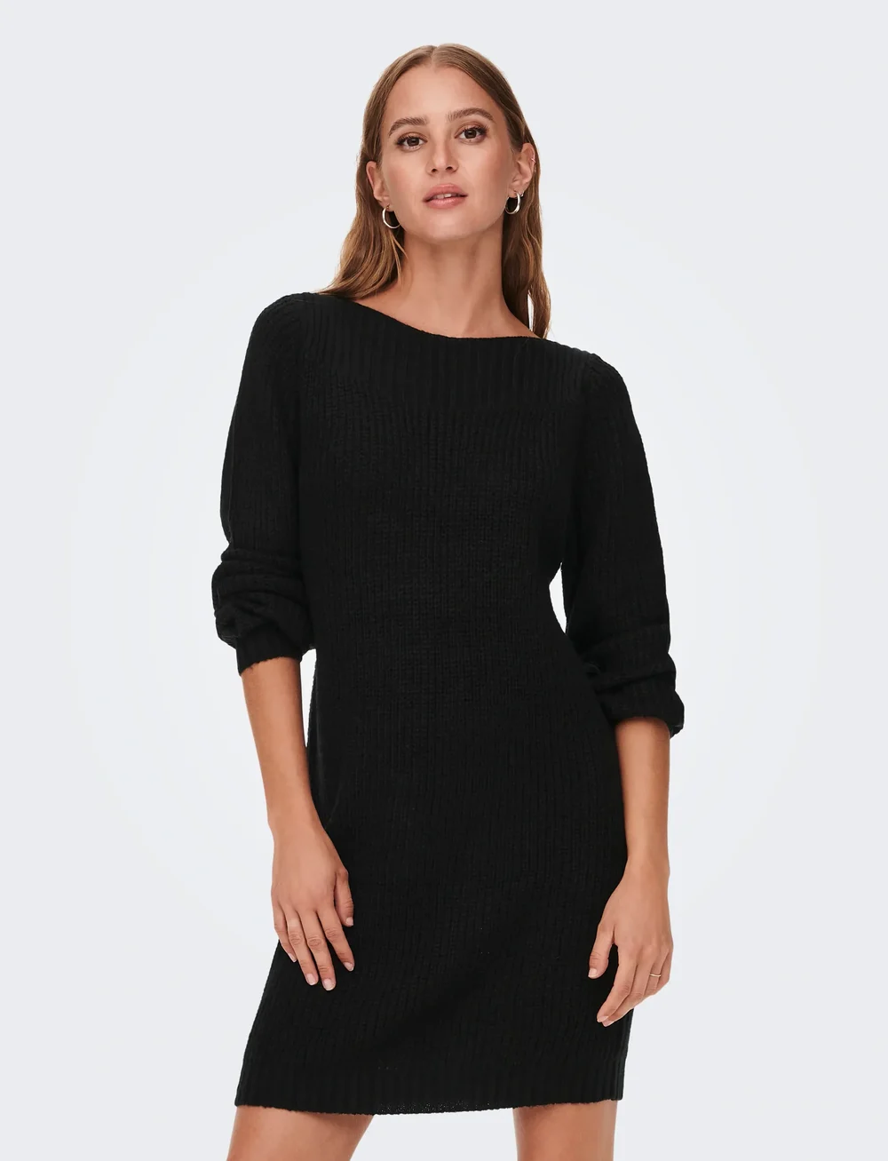 JDY - JDYWHITNEY MEGAN L/S BOAT DRESS KNT NOOS - adītas kleitas - black - 0
