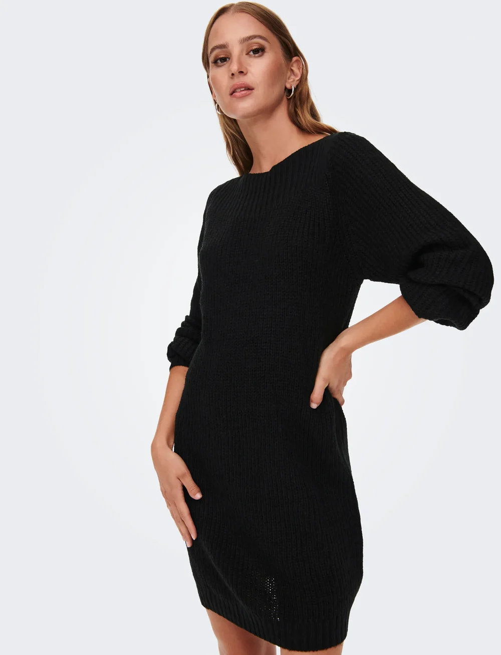 JDY - JDYWHITNEY MEGAN L/S BOAT DRESS KNT NOOS - adītas kleitas - black - 5