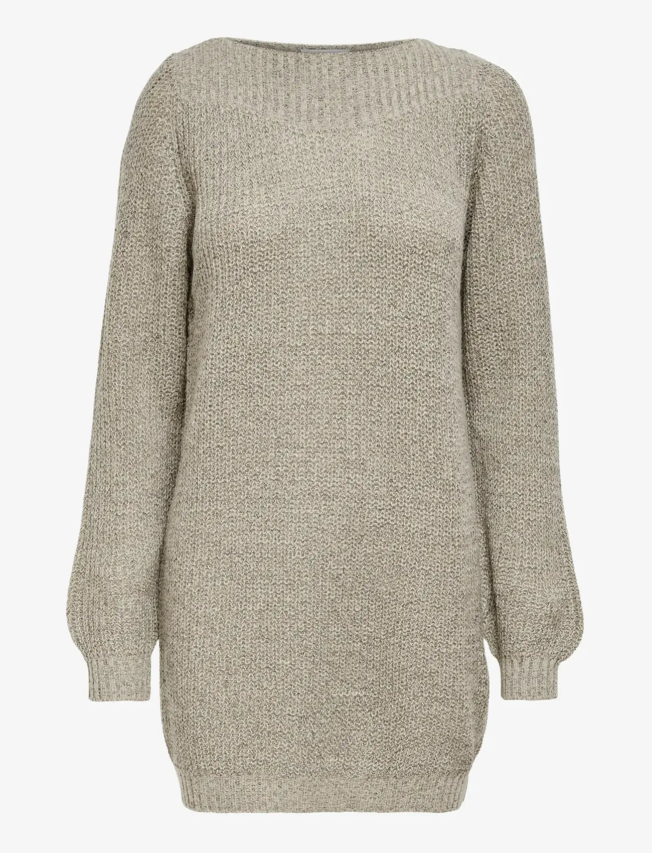 JDY - JDYWHITNEY MEGAN L/S BOAT DRESS KNT NOOS - knitted dresses - cement - 1